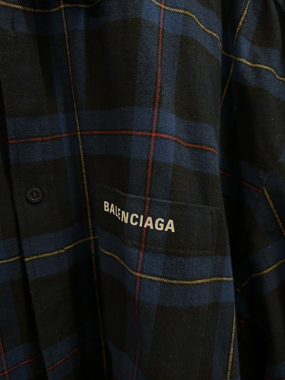 Balenciaga *Rare* Balenciaga Blue Checked Logo Flannel Shirt Size US L / EU 52-54 / 3 - 2 Thumbnail