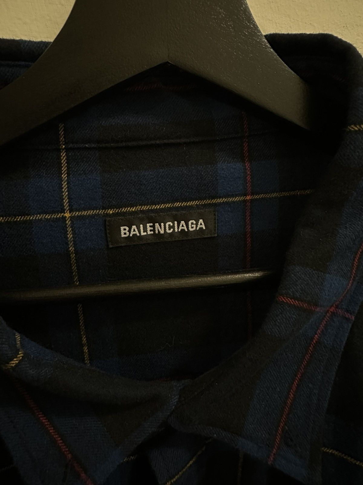 Balenciaga *Rare* Balenciaga Blue Checked Logo Flannel Shirt Size US L / EU 52-54 / 3 - 3 Thumbnail