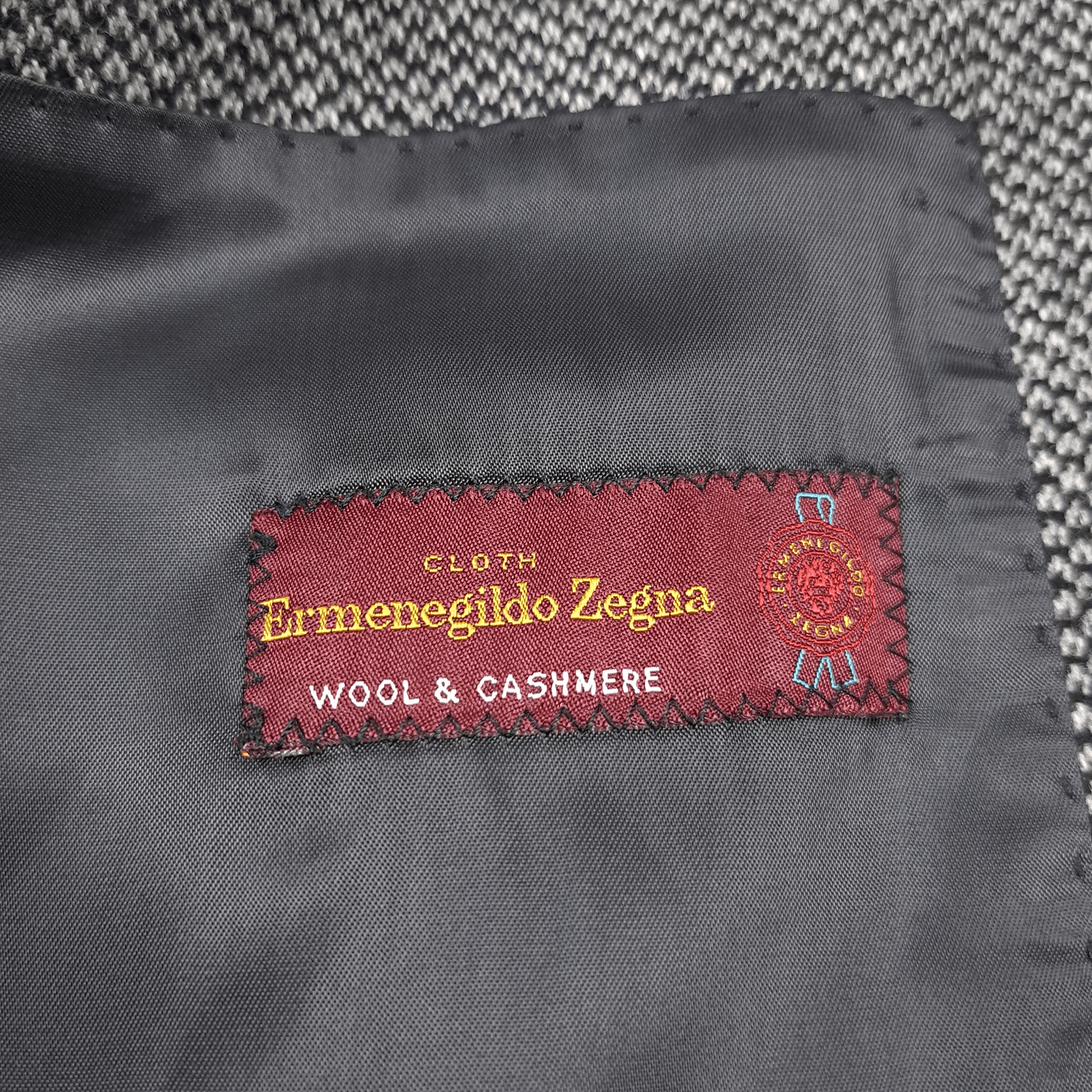 Designer × Ermenegildo Zegna × Vintage 💎 Size 54R 90's Wool Cashmere Tweed Blazer Jacket Grey Size 54R - 4 Thumbnail