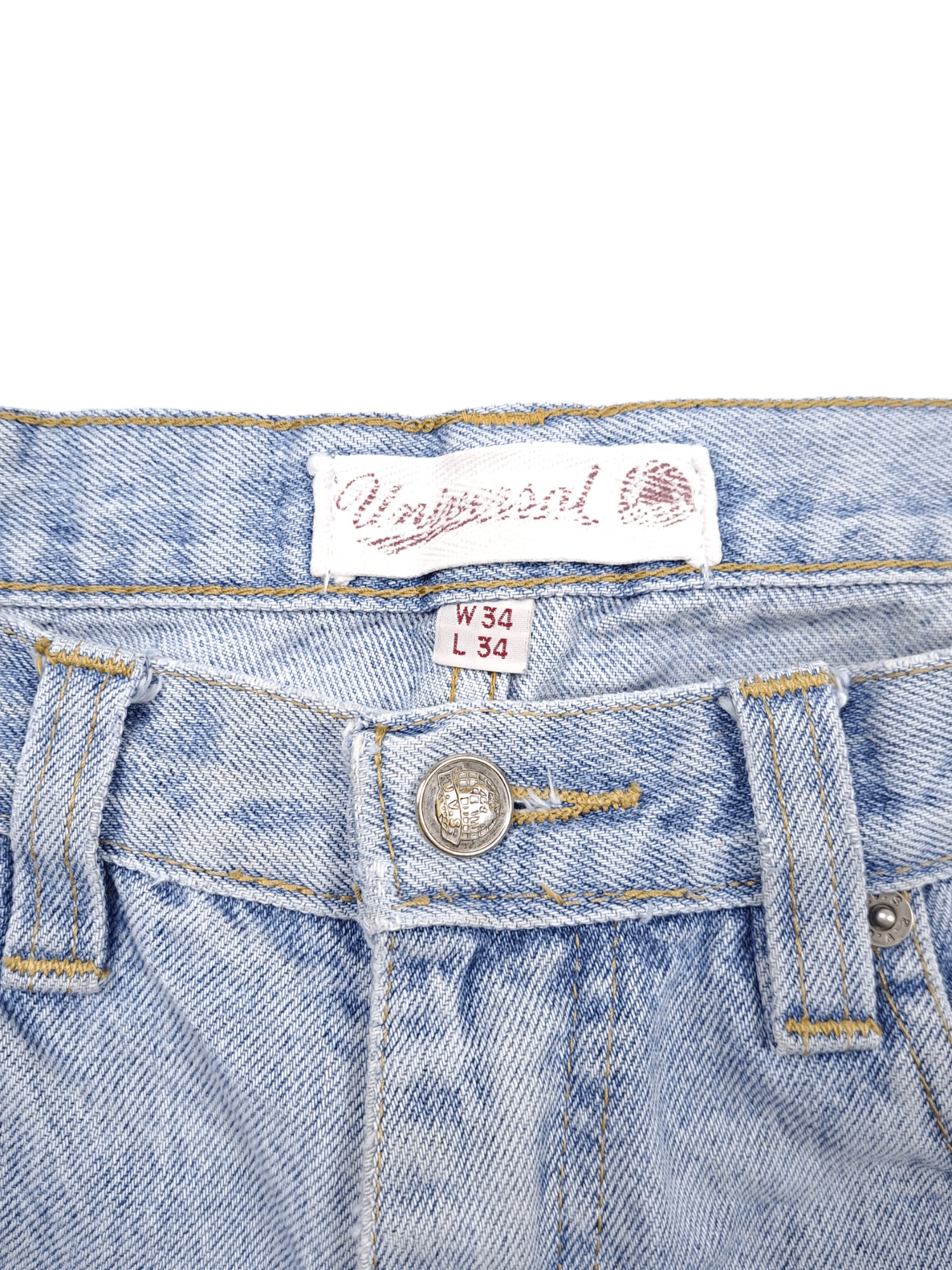 Vintage 💎 90's Vintage 34/30 Distressed Patchwork Light Blue Jeans Size US 34 / EU 50 - 8 Thumbnail