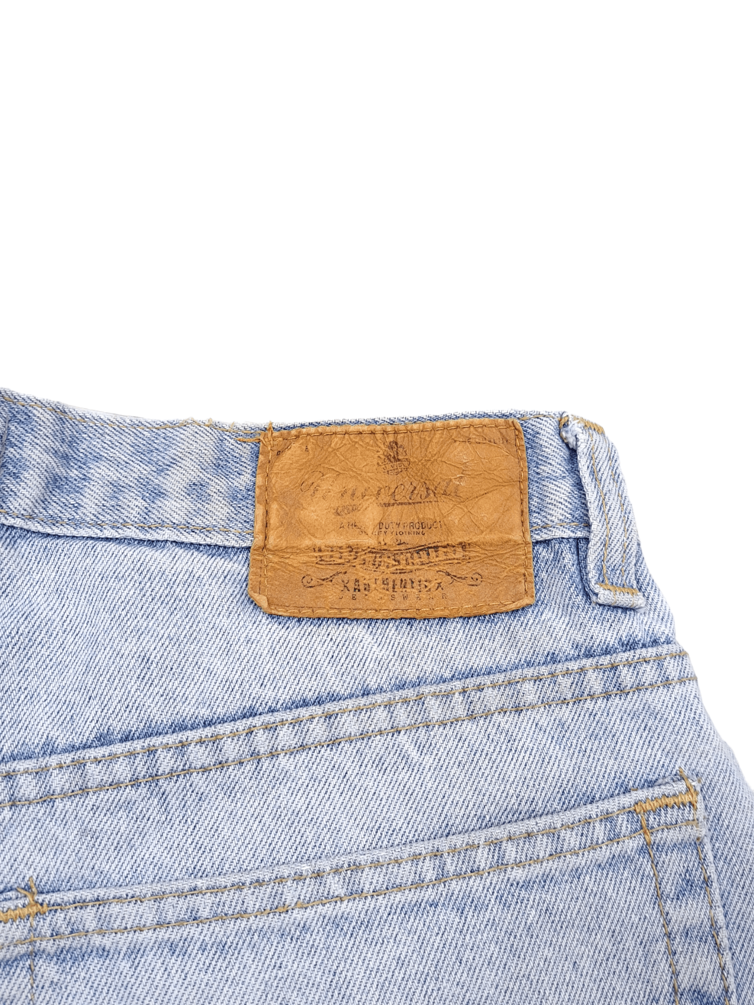 Vintage 💎 90's Vintage 34/30 Distressed Patchwork Light Blue Jeans Size US 34 / EU 50 - 3 Thumbnail