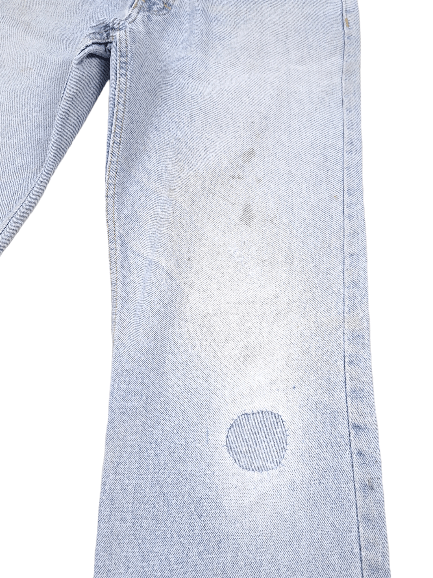 Vintage 💎 90's Vintage 34/30 Distressed Patchwork Light Blue Jeans Size US 34 / EU 50 - 5 Thumbnail
