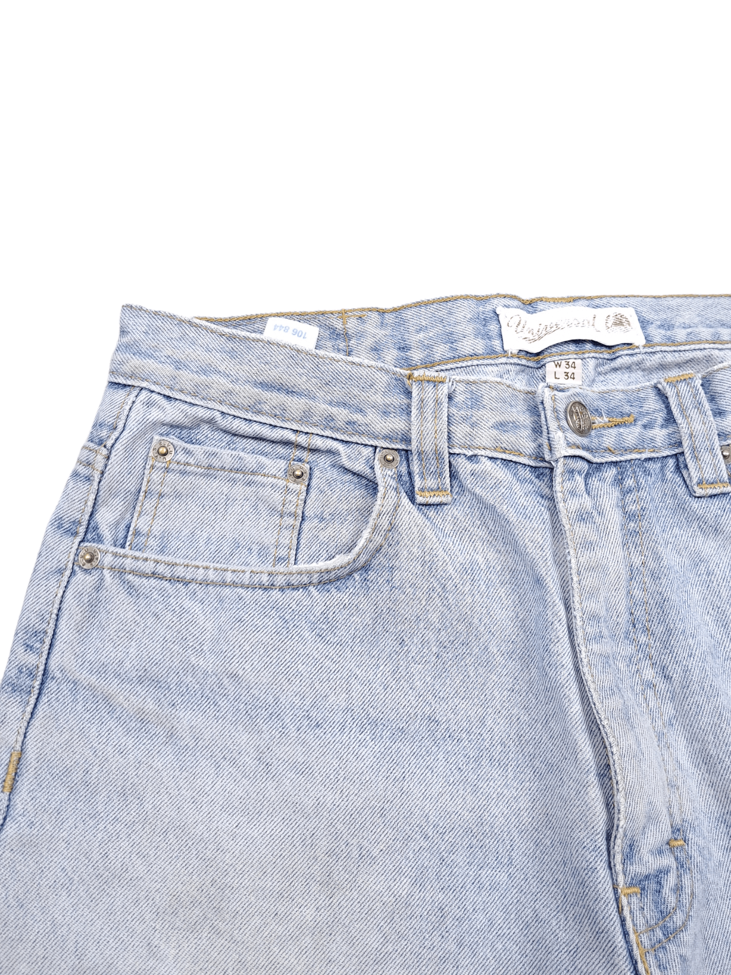 Vintage 💎 90's Vintage 34/30 Distressed Patchwork Light Blue Jeans Size US 34 / EU 50 - 7 Thumbnail