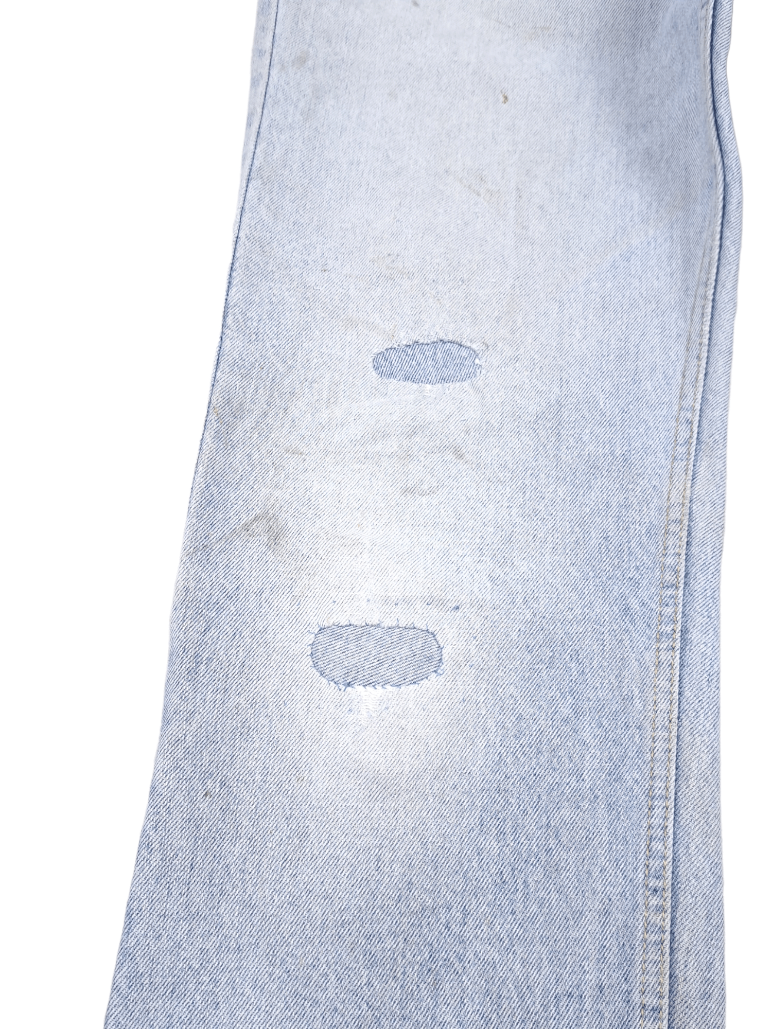 Vintage 💎 90's Vintage 34/30 Distressed Patchwork Light Blue Jeans Size US 34 / EU 50 - 4 Thumbnail