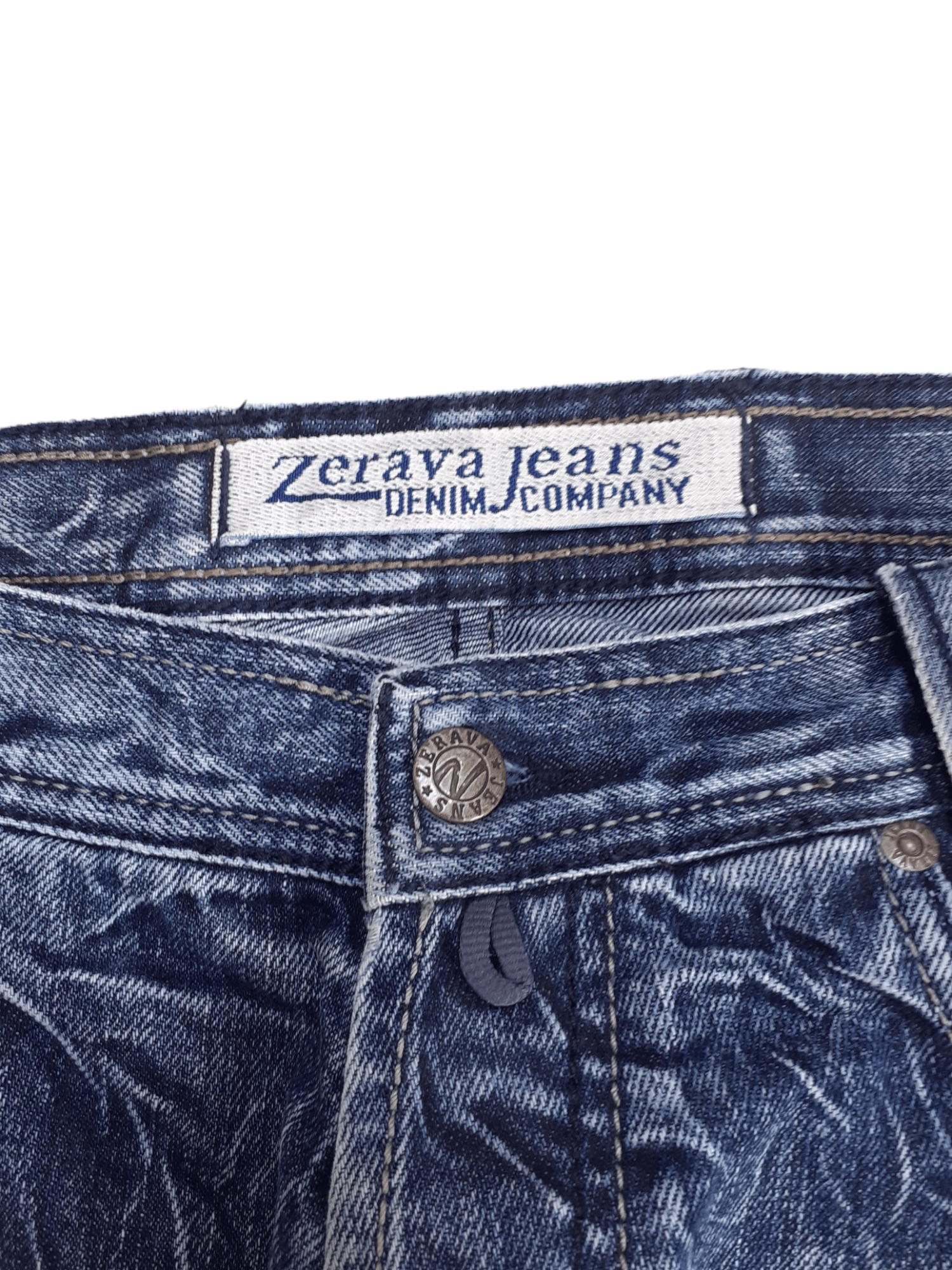 Vintage 💎 Size 33/34 Zerava Jeans Custom Blue Denim Jeans Y2K Drip Size US 33 - 4 Thumbnail