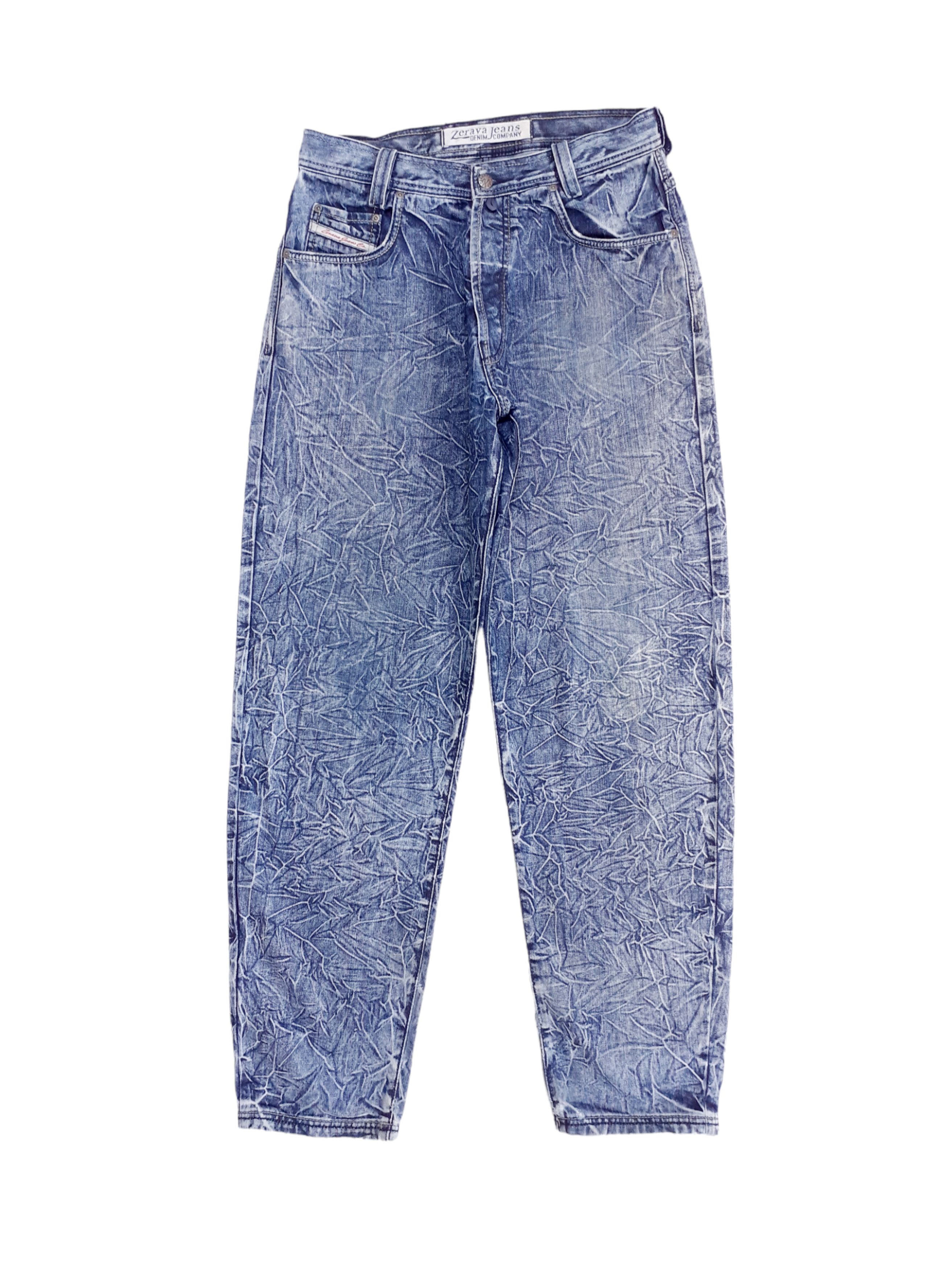 Vintage 💎 Size 33/34 Zerava Jeans Custom Blue Denim Jeans Y2K Drip Size US 33 - 1 Thumbnail