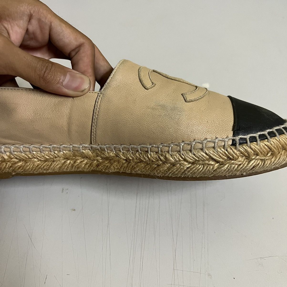 Chanel Chanel Espadrilles Lamb Skin Slip On Beige And Black Size US 9 / IT 39 - 17 Thumbnail