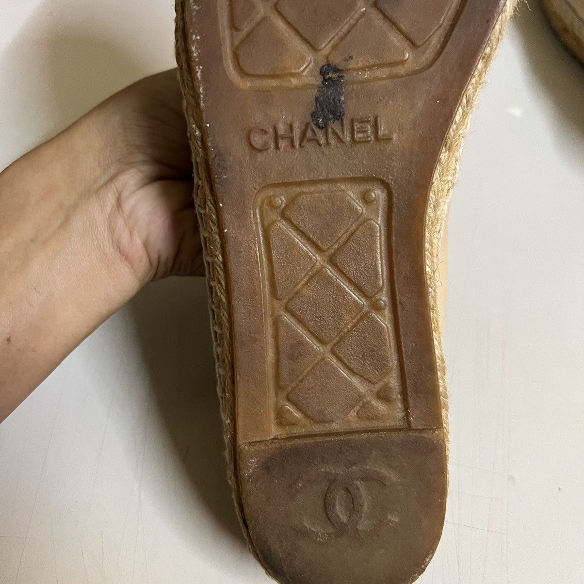Chanel Chanel Espadrilles Lamb Skin Slip On Beige And Black Size US 9 / IT 39 - 25 Thumbnail