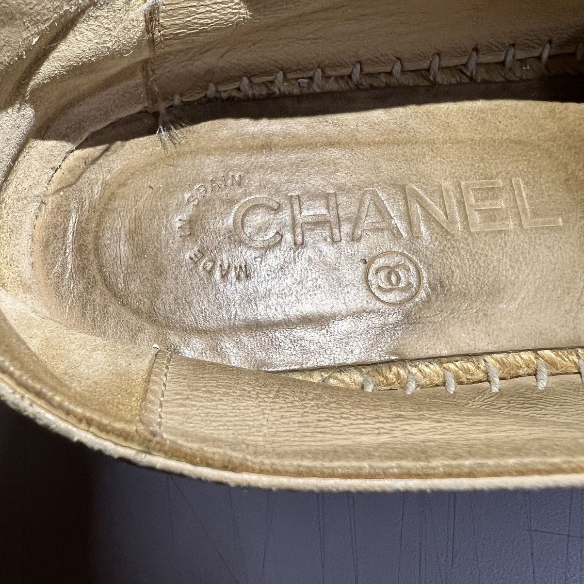 Chanel Chanel Espadrilles Lamb Skin Slip On Beige And Black Size US 9 / IT 39 - 22 Thumbnail