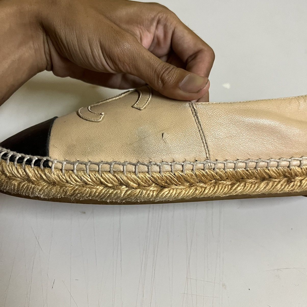 Chanel Chanel Espadrilles Lamb Skin Slip On Beige And Black Size US 9 / IT 39 - 14 Thumbnail