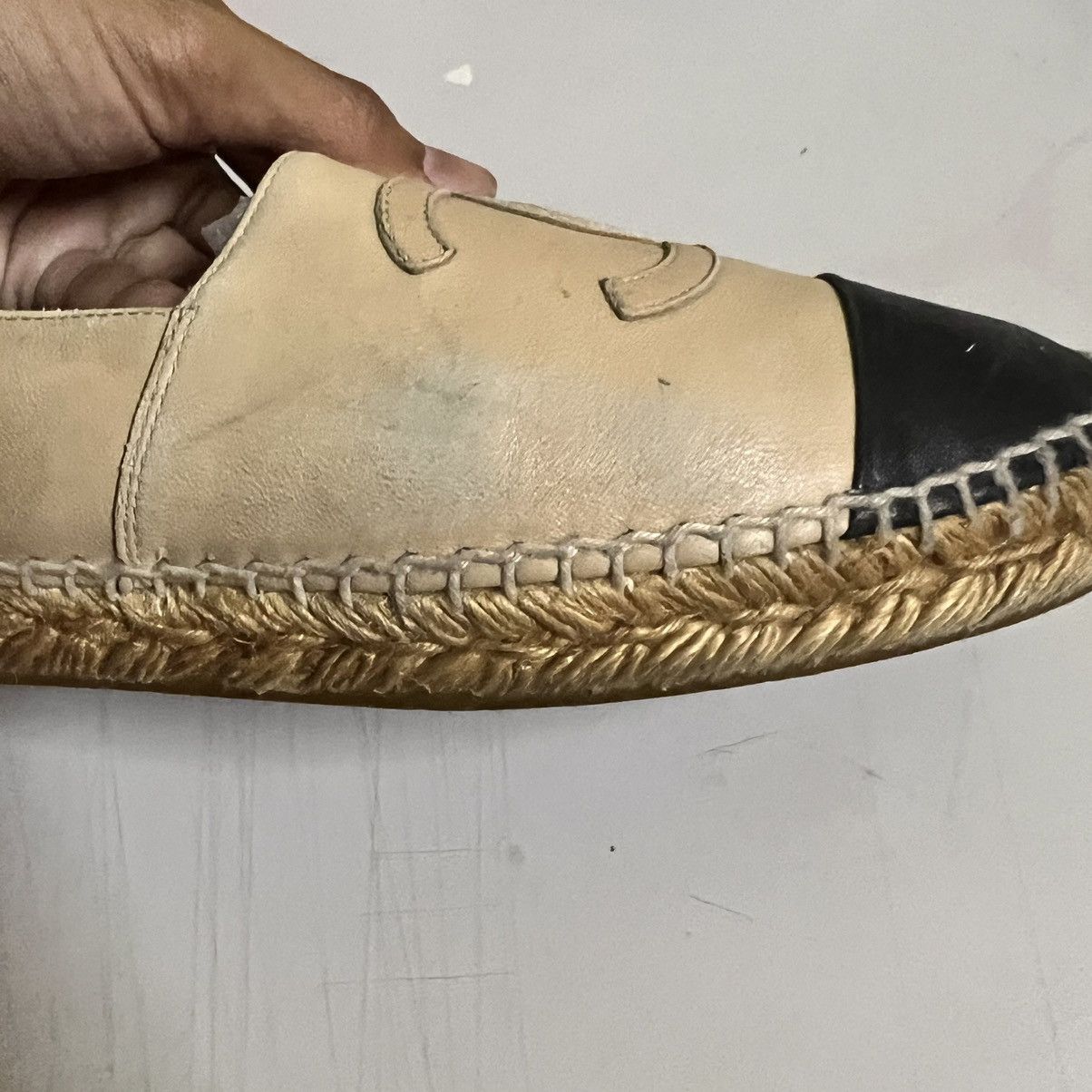 Chanel Chanel Espadrilles Lamb Skin Slip On Beige And Black Size US 9 / IT 39 - 4 Thumbnail