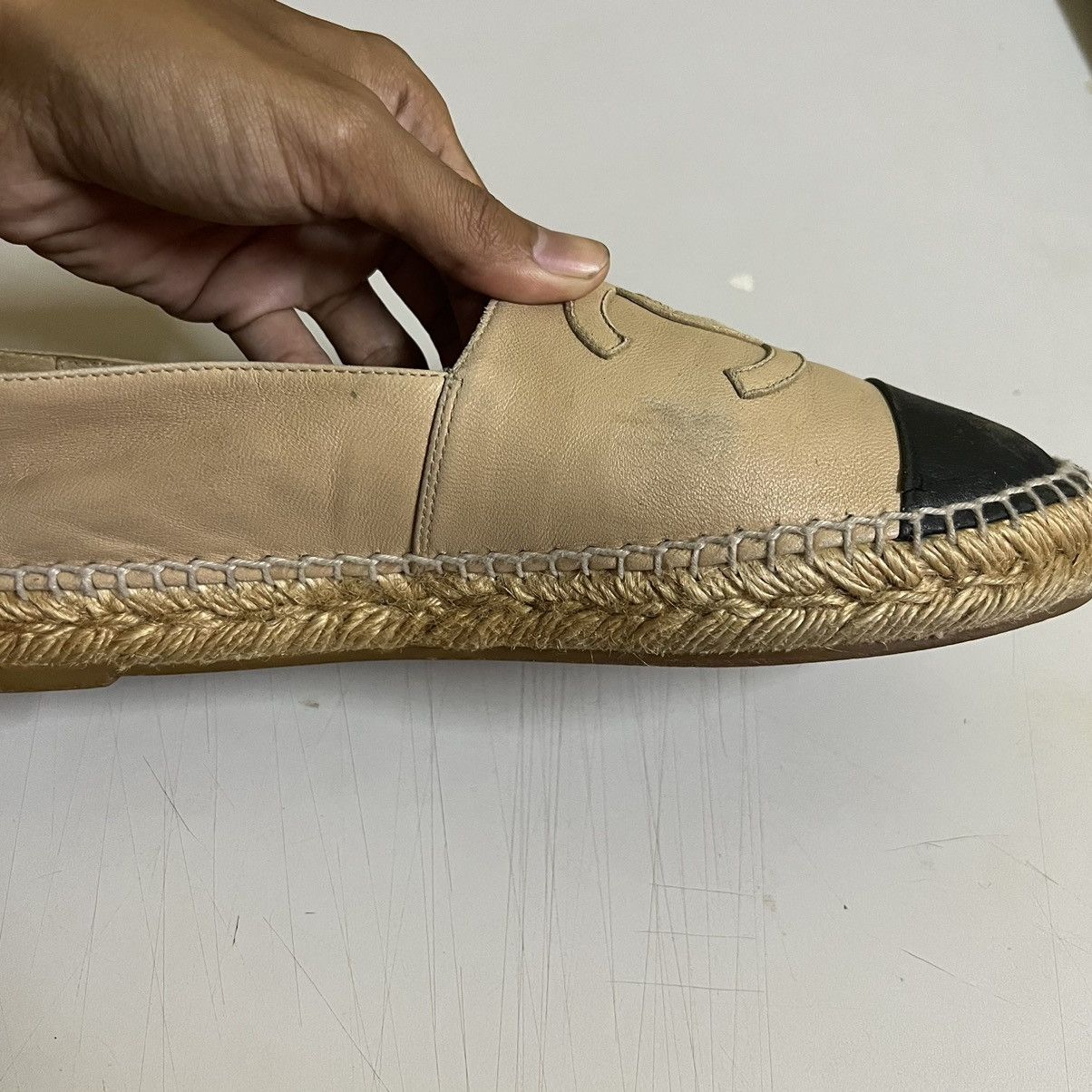 Chanel Chanel Espadrilles Lamb Skin Slip On Beige And Black Size US 9 / IT 39 - 12 Thumbnail