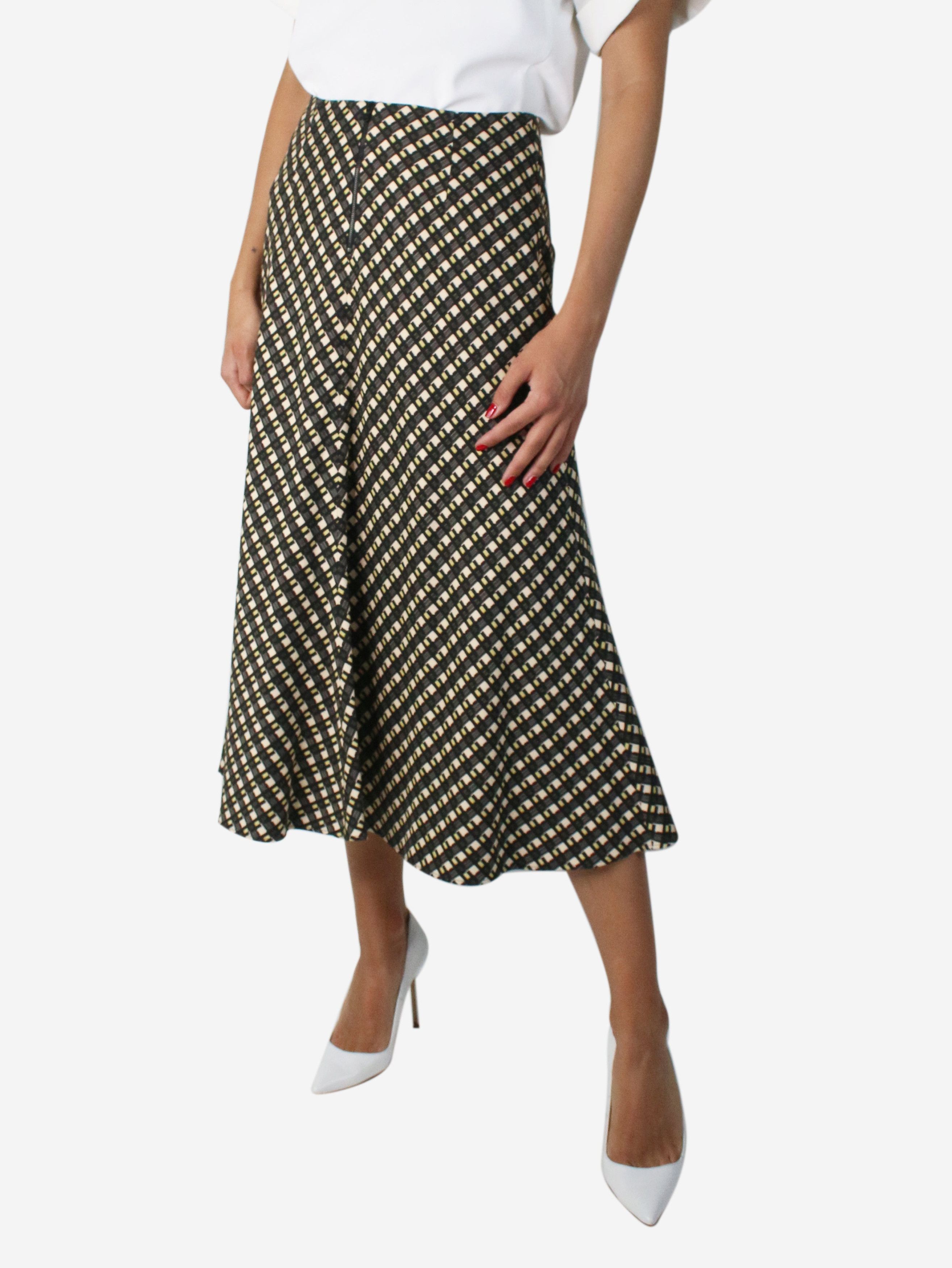 RUH Cream printed midi skirt - size 4