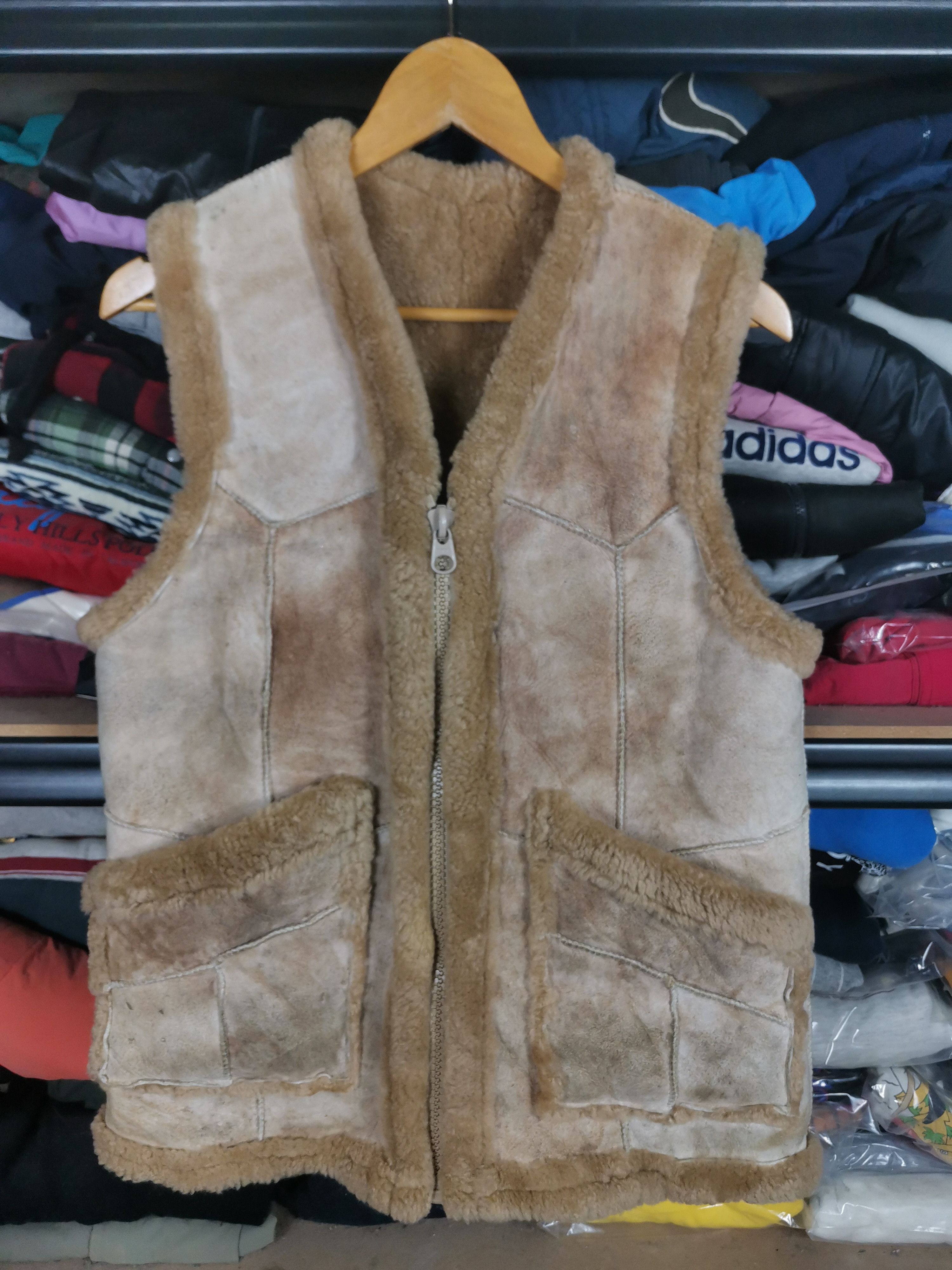 image of Archival Clothing x Leather Vintage Sheepskin Patchwork Reversible in Brown, Men's (Size Small)