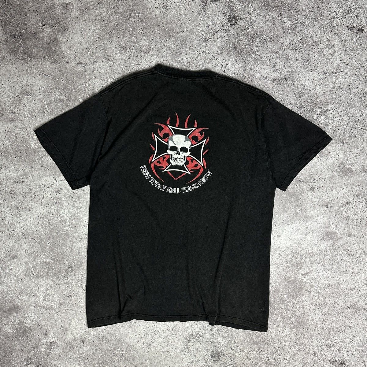 Vintage Vintage 90s West Coast Choppers Here Today Hell Tomorrow tee Size US XXL / EU 58 / 5 - 1 Thumbnail