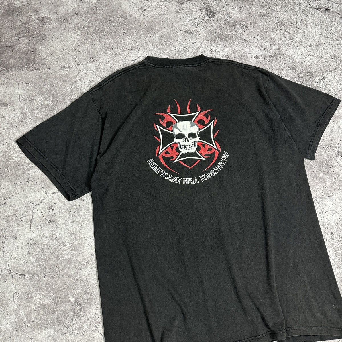 Vintage Vintage 90s West Coast Choppers Here Today Hell Tomorrow tee Size US XXL / EU 58 / 5 - 5 Thumbnail