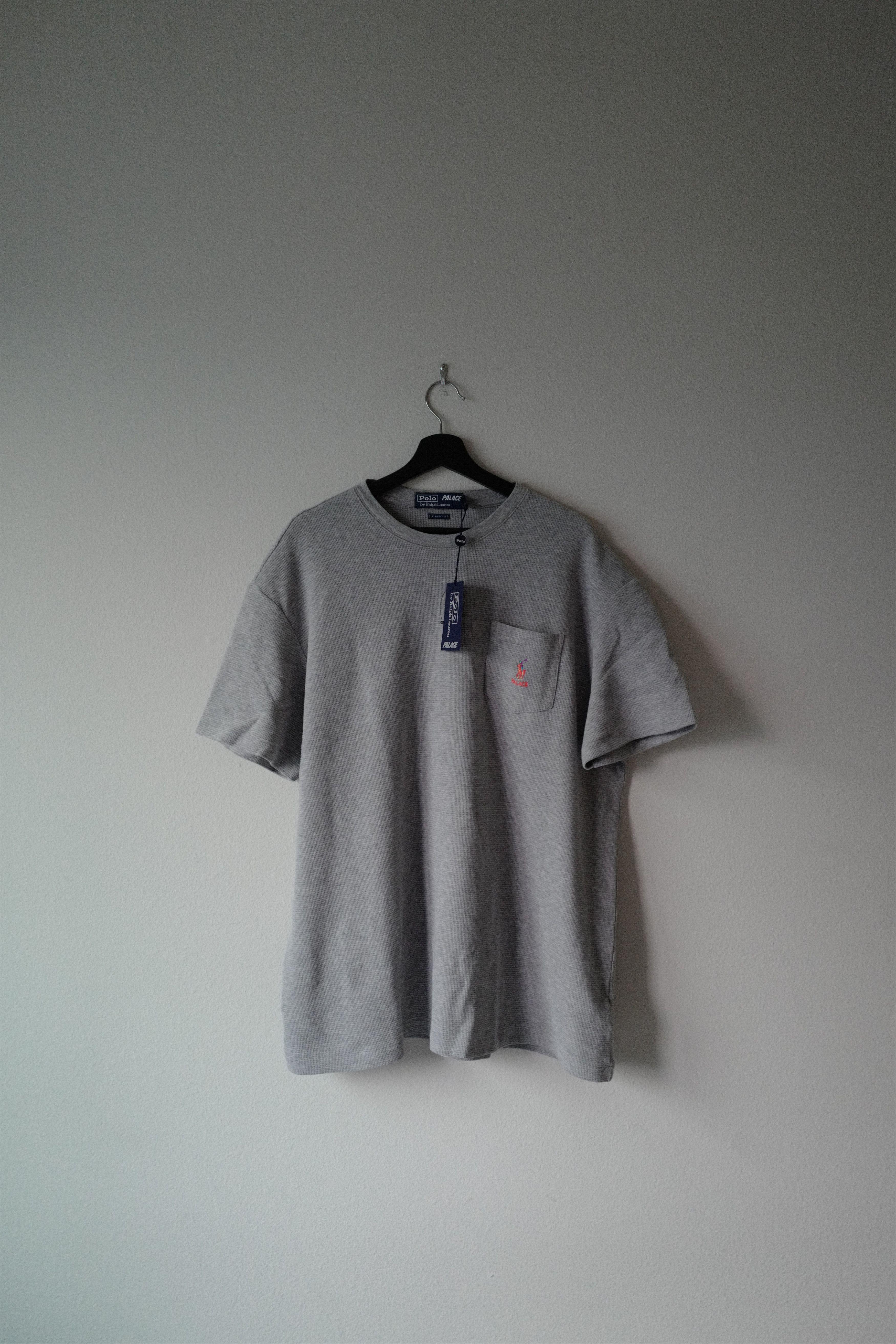image of Palace x Polo Ralph Lauren F/w 2018 Waffle Pocket Tee (Grey), Men's (Size XL)