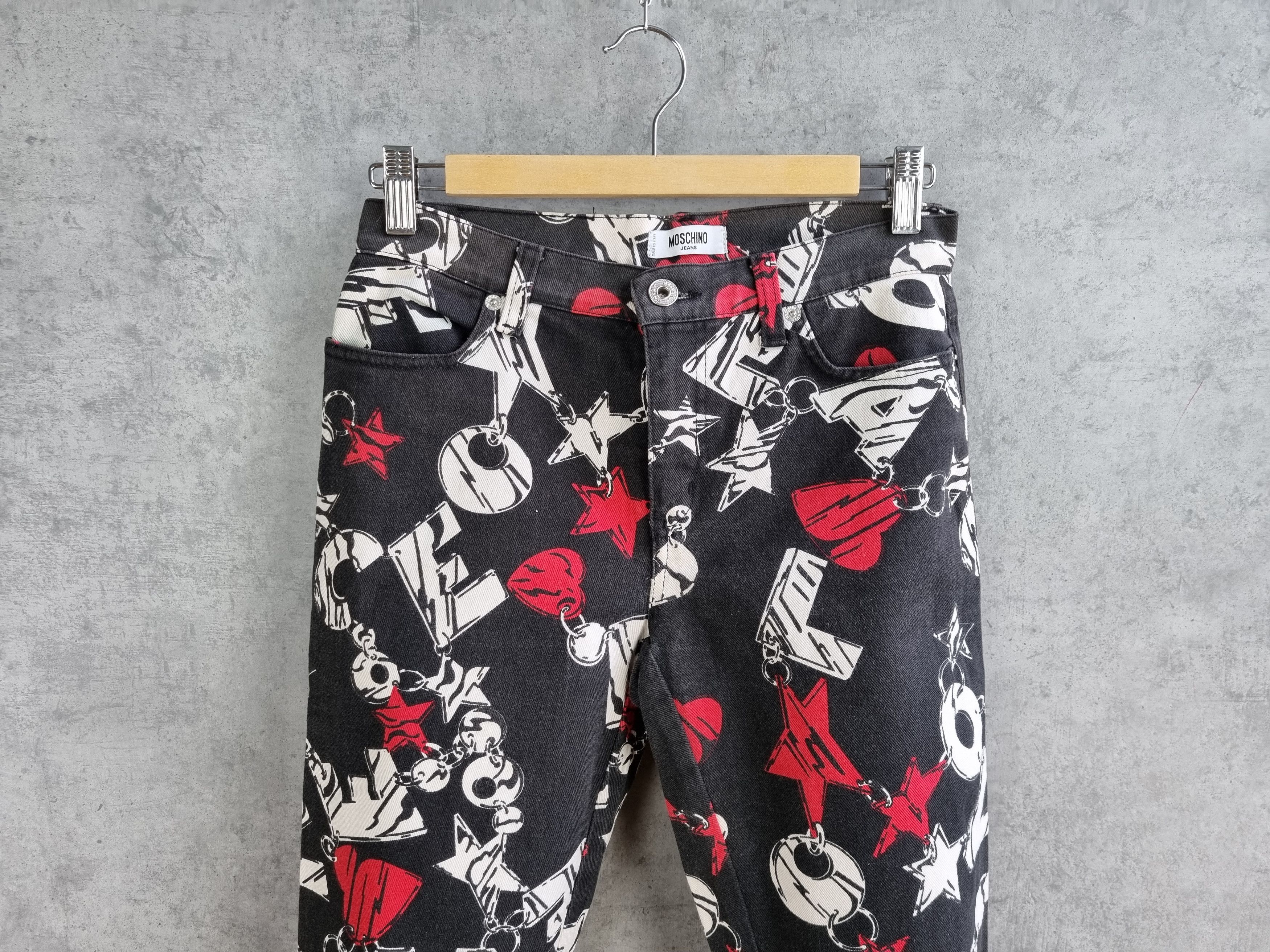 Moschino Rare MOSCHINO Flared Allover Print Denim Jeans Size 27" / US 4 / IT 40 - 4 Thumbnail