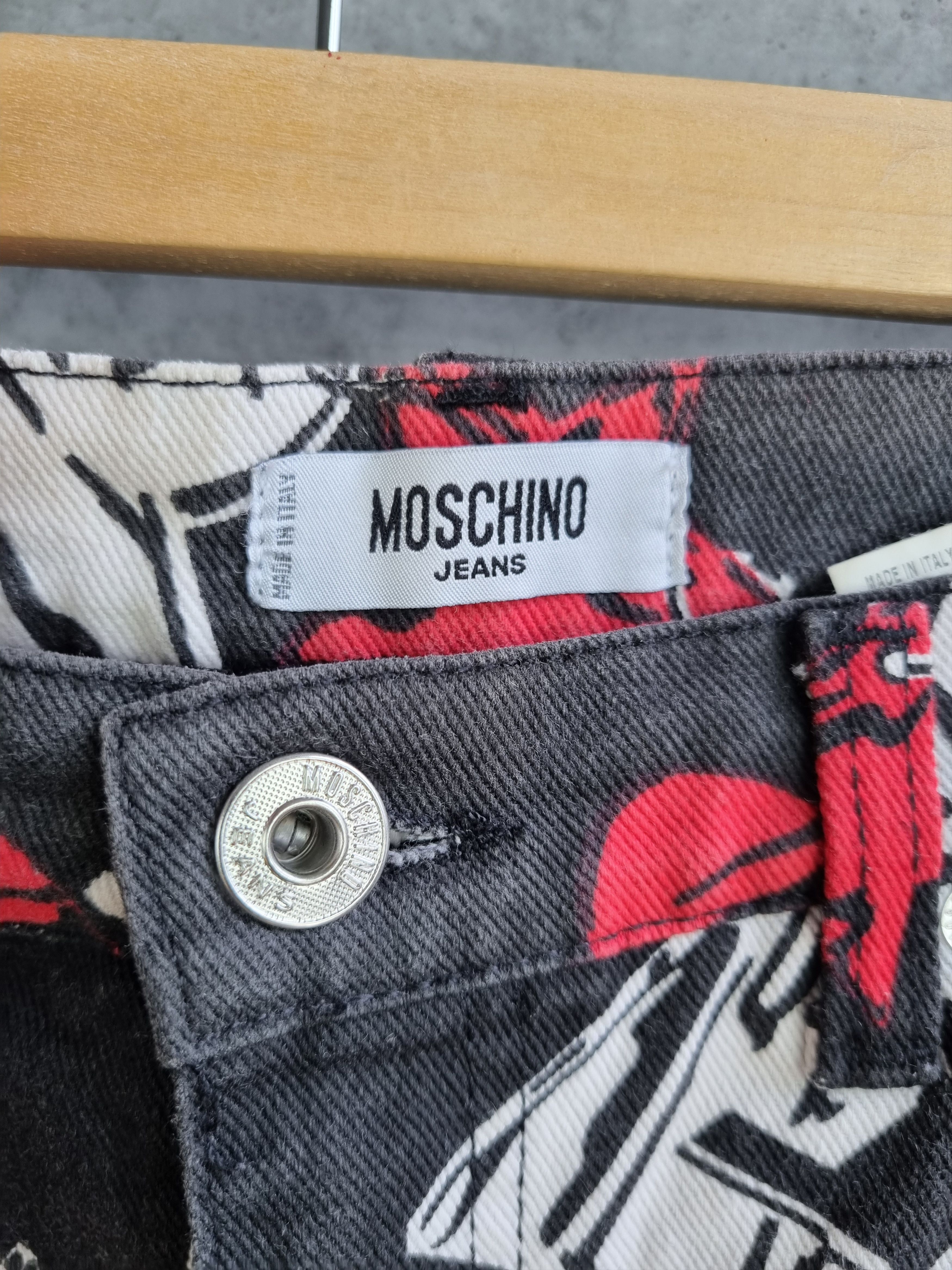 Moschino Rare MOSCHINO Flared Allover Print Denim Jeans Size 27" / US 4 / IT 40 - 10 Thumbnail