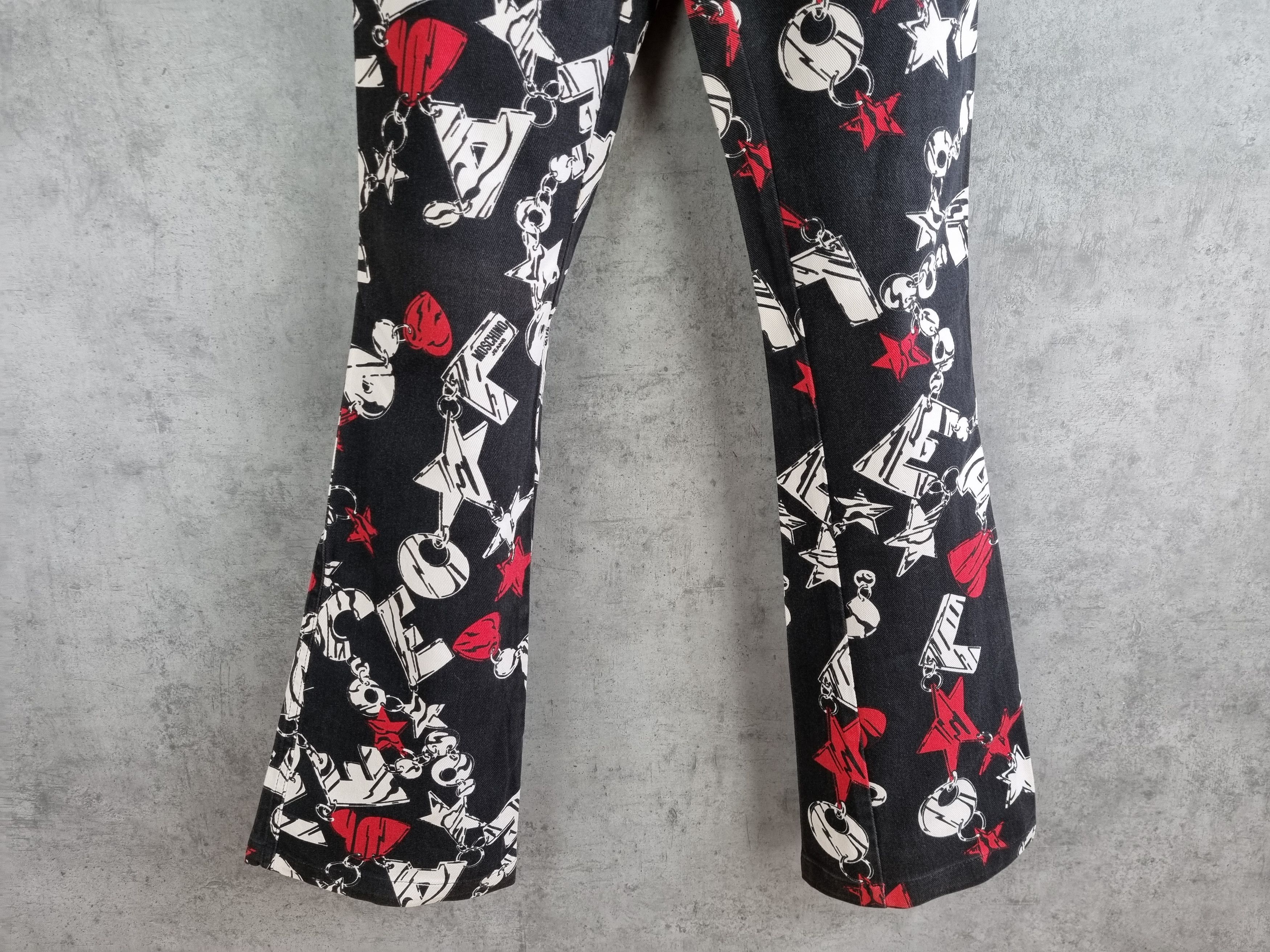 Moschino Rare MOSCHINO Flared Allover Print Denim Jeans Size 27" / US 4 / IT 40 - 6 Thumbnail
