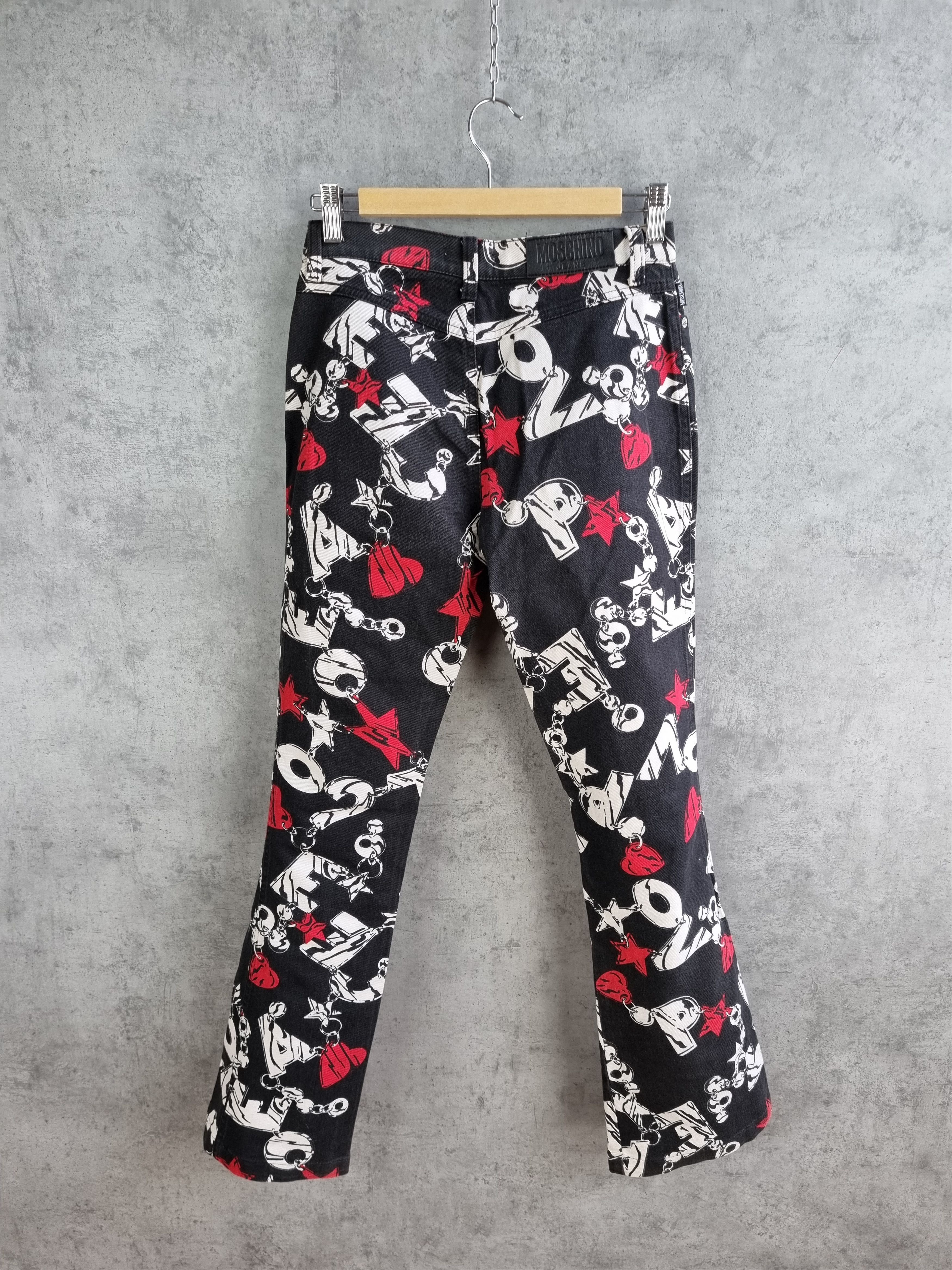 Moschino Rare MOSCHINO Flared Allover Print Denim Jeans Size 27" / US 4 / IT 40 - 5 Thumbnail