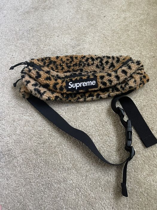 Supreme FW17 Supreme Leopard Fleece Yellow Waist Bag | Grailed