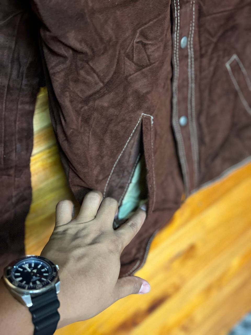 Leather 🔥STEALS🔥VINTAGE 70s SUEDE LEATHER JACKET RETRO COLLAR Size US M / EU 48-50 / 2 - 5 Thumbnail