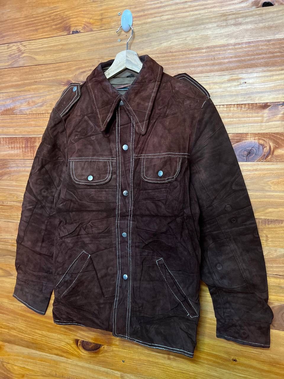 Leather 🔥STEALS🔥VINTAGE 70s SUEDE LEATHER JACKET RETRO COLLAR Size US M / EU 48-50 / 2 - 3 Thumbnail
