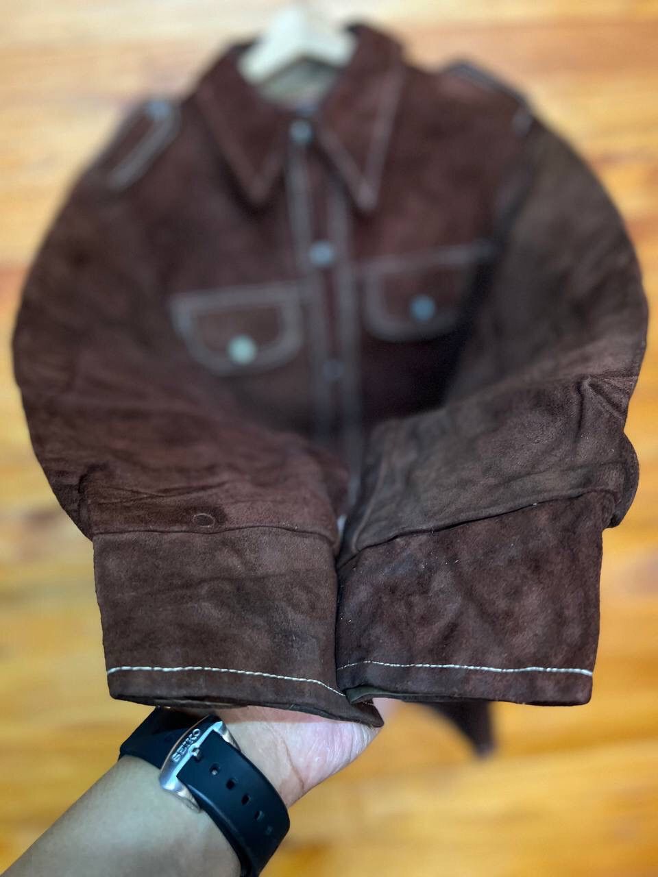 Leather 🔥STEALS🔥VINTAGE 70s SUEDE LEATHER JACKET RETRO COLLAR Size US M / EU 48-50 / 2 - 8 Thumbnail