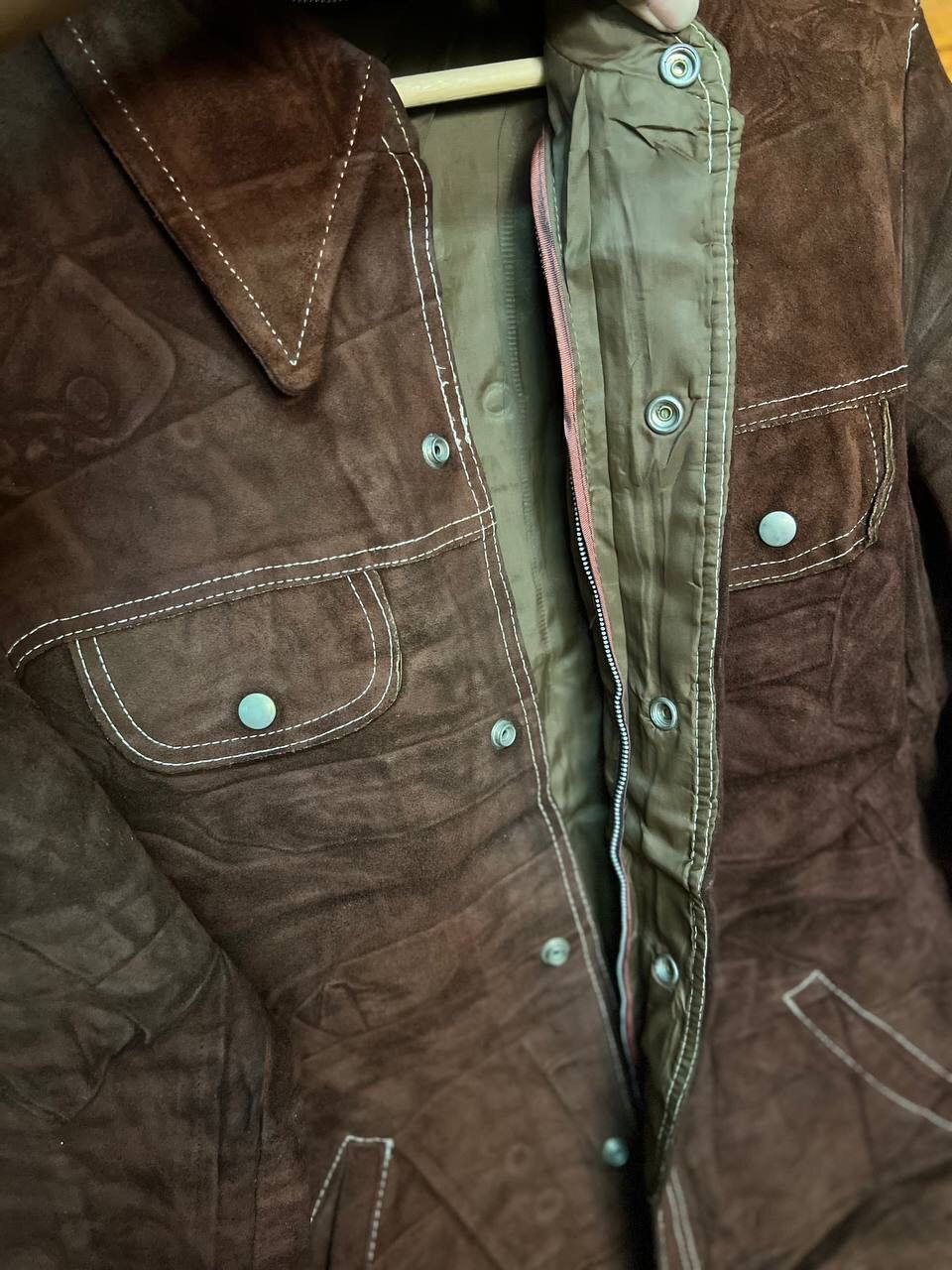 Leather 🔥STEALS🔥VINTAGE 70s SUEDE LEATHER JACKET RETRO COLLAR Size US M / EU 48-50 / 2 - 13 Thumbnail