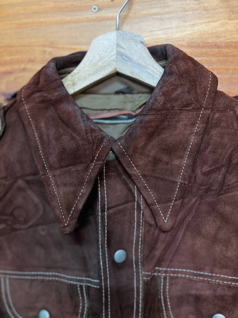 Leather 🔥STEALS🔥VINTAGE 70s SUEDE LEATHER JACKET RETRO COLLAR Size US M / EU 48-50 / 2 - 9 Thumbnail
