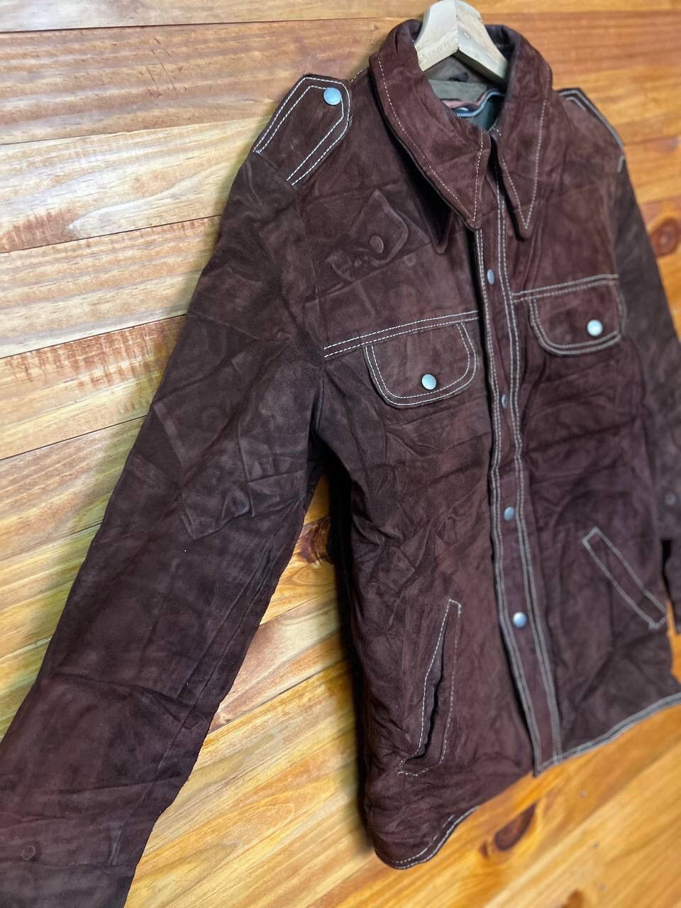 Leather 🔥STEALS🔥VINTAGE 70s SUEDE LEATHER JACKET RETRO COLLAR Size US M / EU 48-50 / 2 - 4 Thumbnail