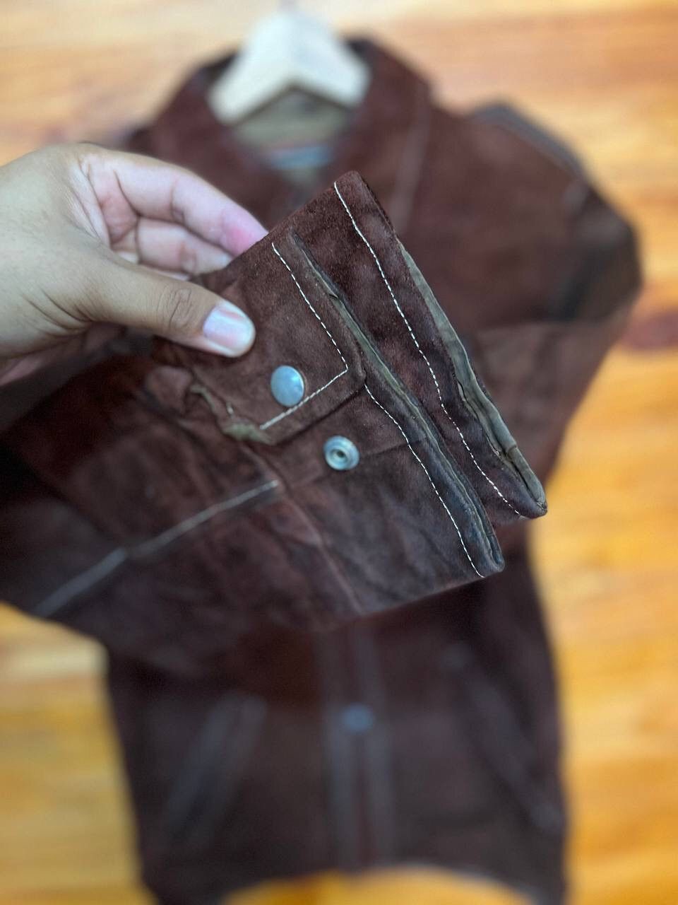 Leather 🔥STEALS🔥VINTAGE 70s SUEDE LEATHER JACKET RETRO COLLAR Size US M / EU 48-50 / 2 - 7 Thumbnail