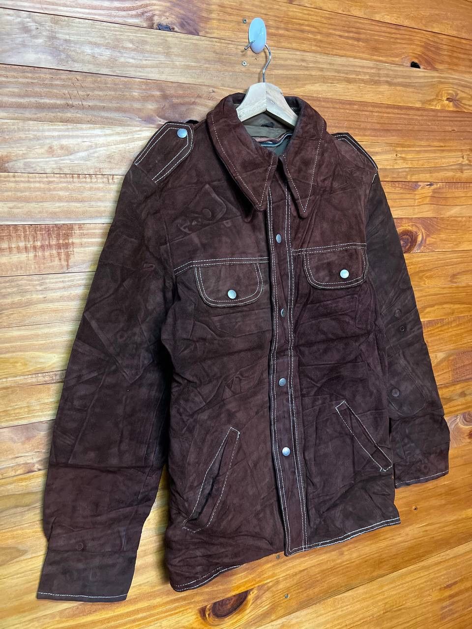 Leather 🔥STEALS🔥VINTAGE 70s SUEDE LEATHER JACKET RETRO COLLAR Size US M / EU 48-50 / 2 - 2 Thumbnail