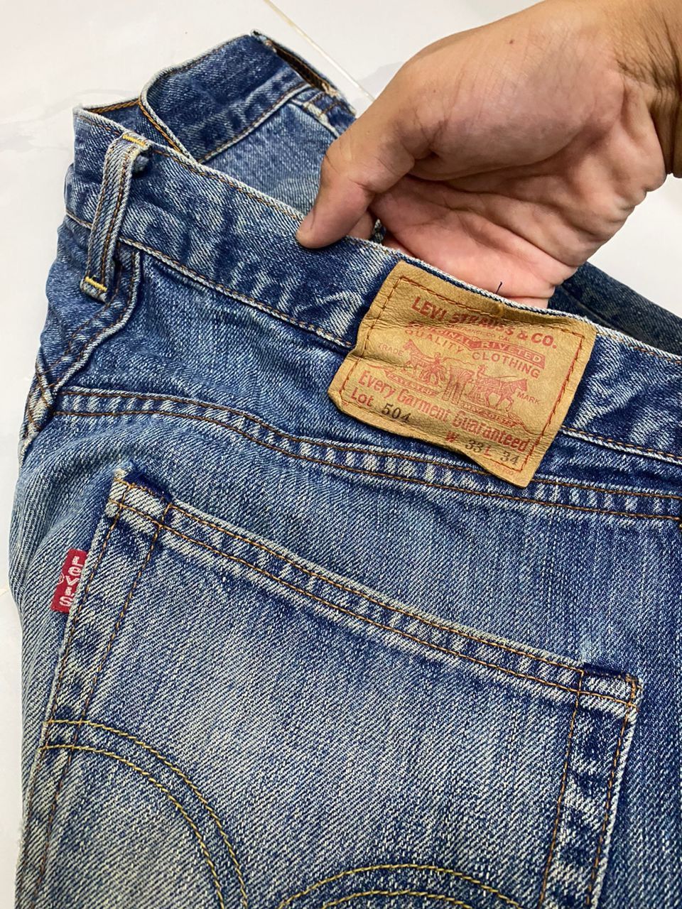 Japanese Brand × Levi's 🔥VINTAGE LEVIS 504 JAPAN DISTRESSED BAGGY DENIM JEANS Size US 33 - 11 Thumbnail