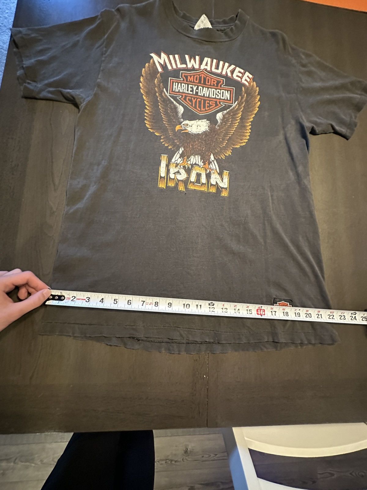 Harley Davidson × Vintage Faded Black/Grey Vintage Single-Stitch Harley T-Shirt Size US XL / EU 56 / 4 - 13 Thumbnail
