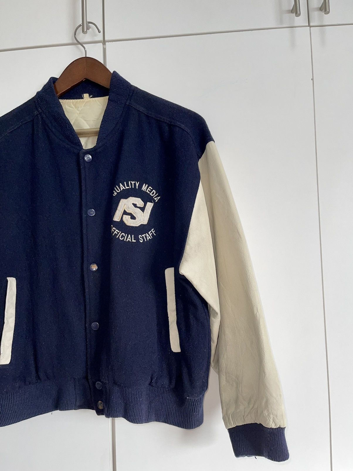 Japanese Brand × Vintage VINTAGE90s🔥🔥NIKKEI 120th ANNIVERSARY WOOL VARSITY JACKET Size US M / EU 48-50 / 2 - 3 Thumbnail