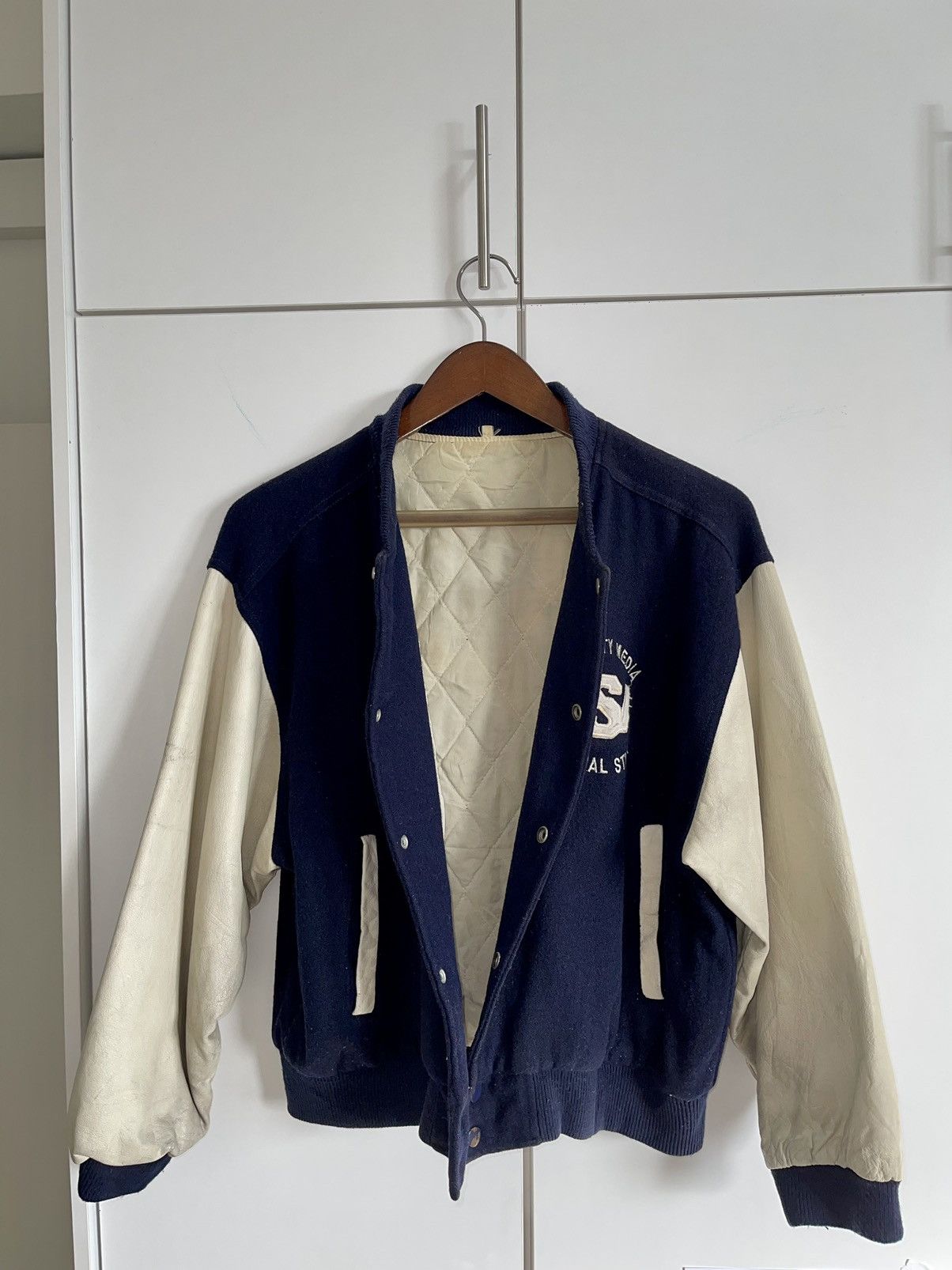 Japanese Brand × Vintage VINTAGE90s🔥🔥NIKKEI 120th ANNIVERSARY WOOL VARSITY JACKET Size US M / EU 48-50 / 2 - 5 Thumbnail