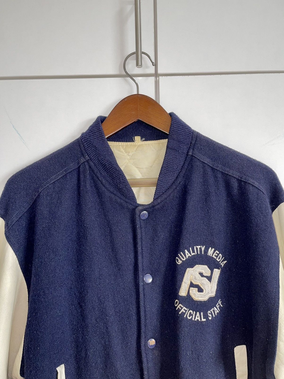 Japanese Brand × Vintage VINTAGE90s🔥🔥NIKKEI 120th ANNIVERSARY WOOL VARSITY JACKET Size US M / EU 48-50 / 2 - 4 Thumbnail