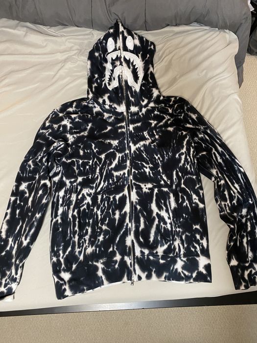 Bape BAPE Tie Dye PONR Shark Wide Full Zip Hoodie Grailed