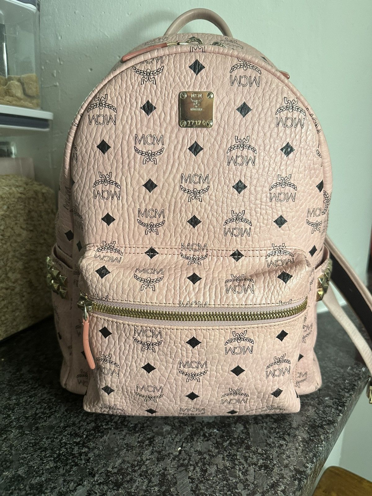MCM Pink Monogram backpack size large