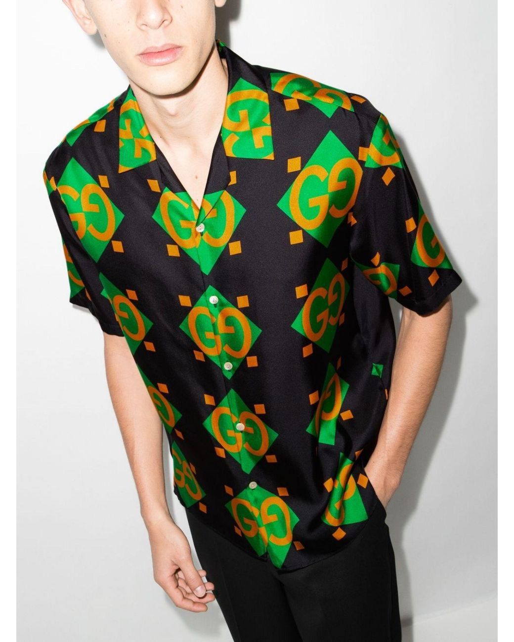 Gucci 💥FINAL💥BNWT GUCCI Geometric GG Silk Bowling Shirt Oversized Size US S / EU 44-46 / 1 - 6 Thumbnail