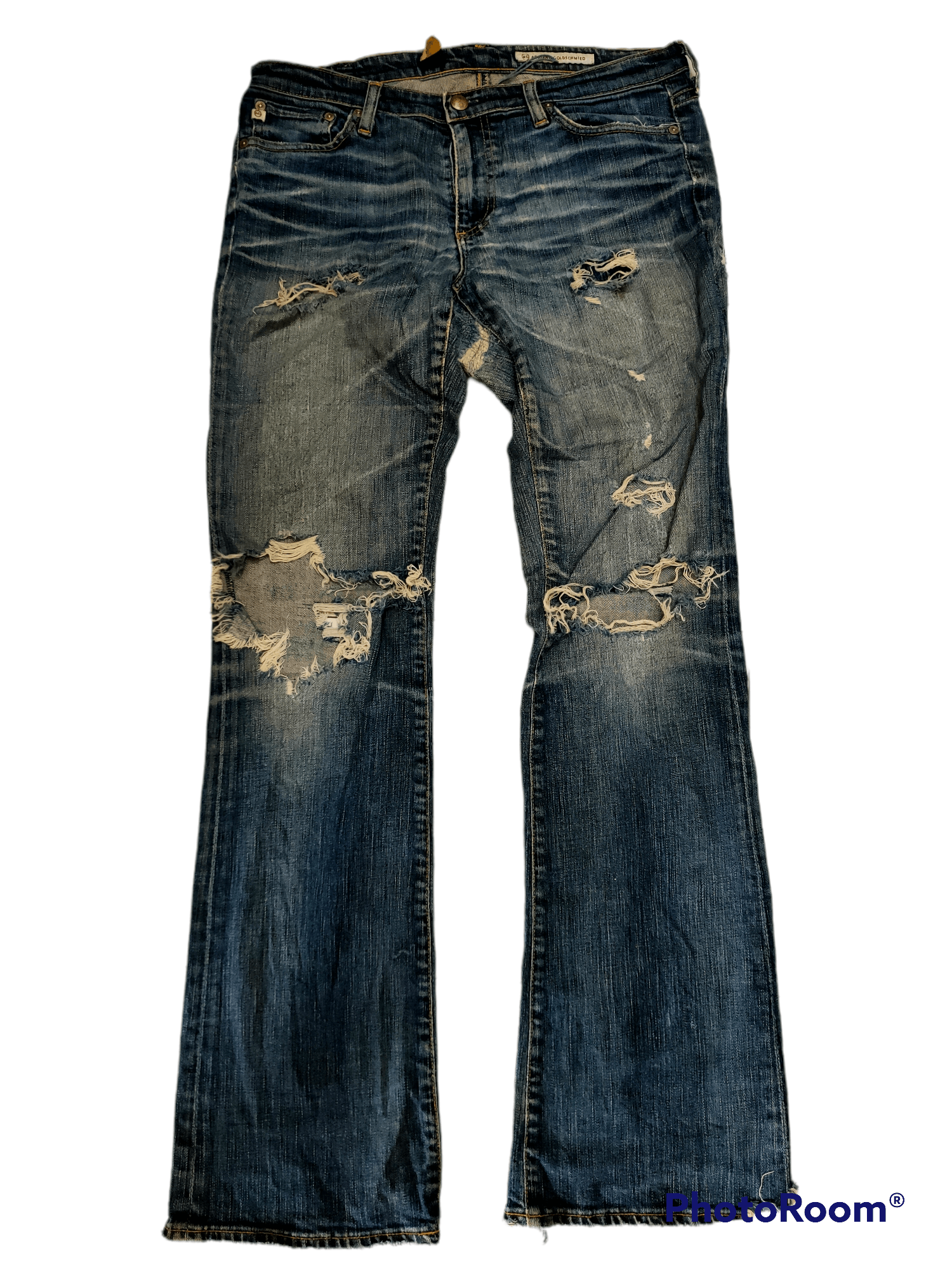 image of Ag Adriano Goldschmied Vintage Denim Angel Boot Cut Distressed in Blue, Men's (Size 30)