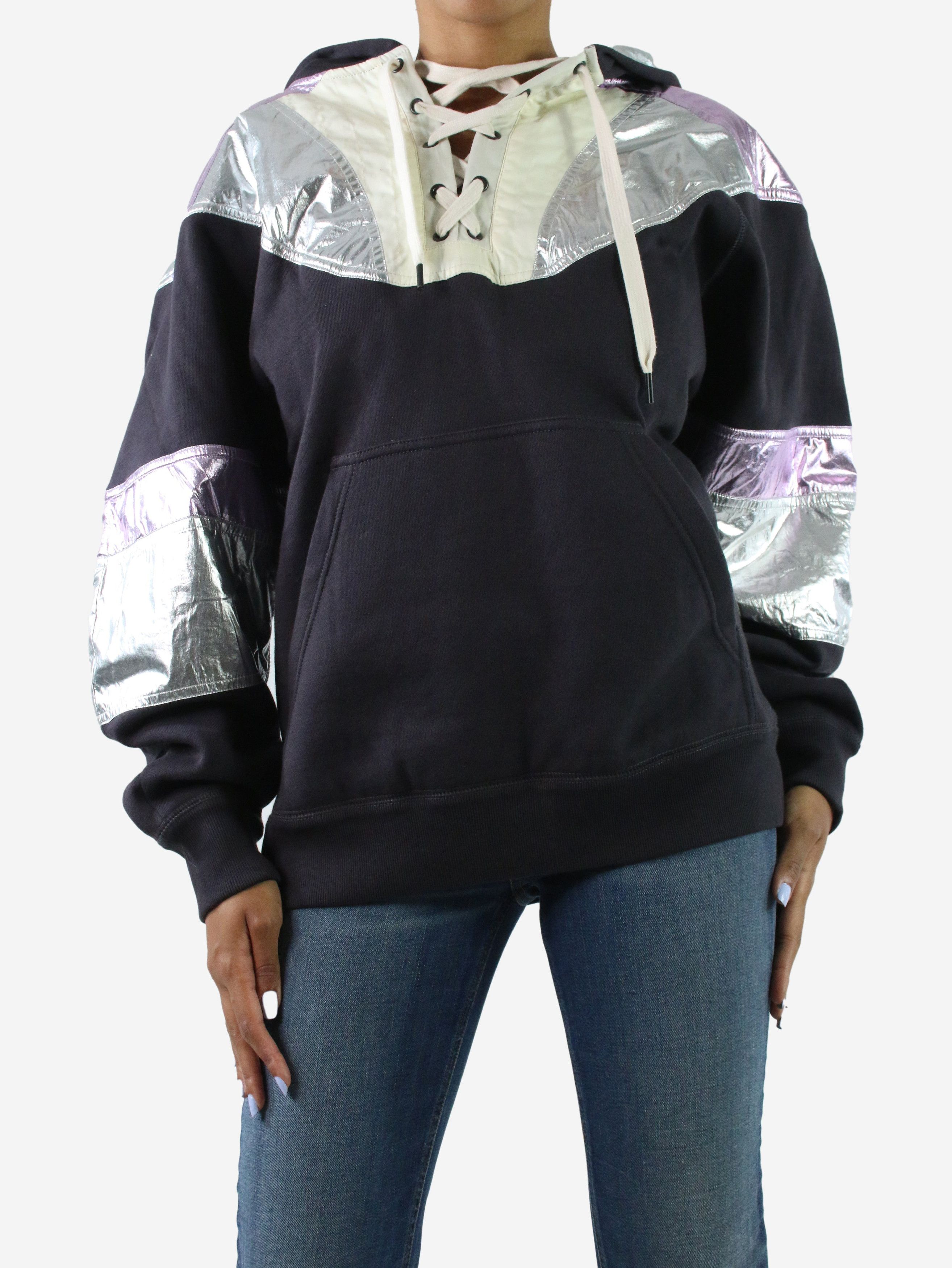 Blue lace-up hoodie with metallic detail - size FR 38
