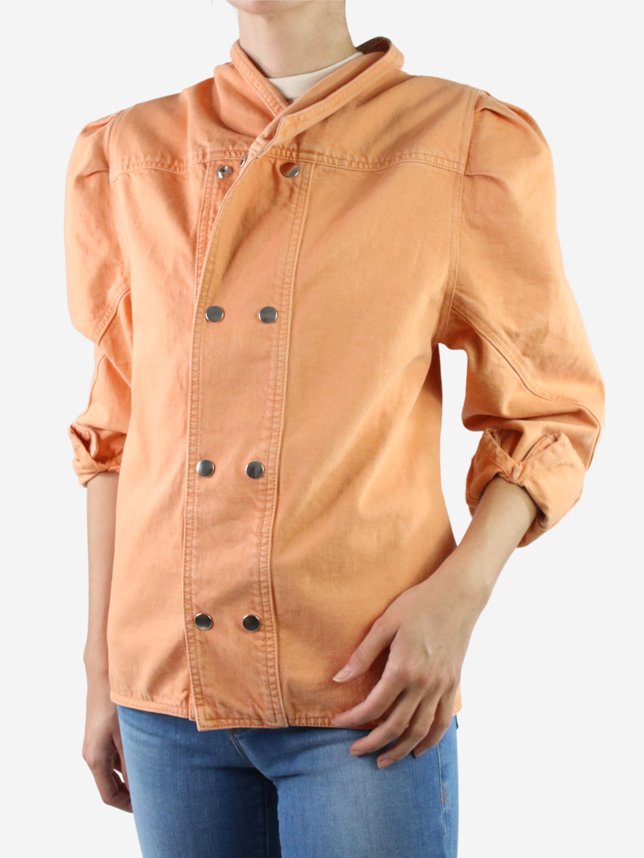 Orange long-sleeved button-up jacket - size FR 34