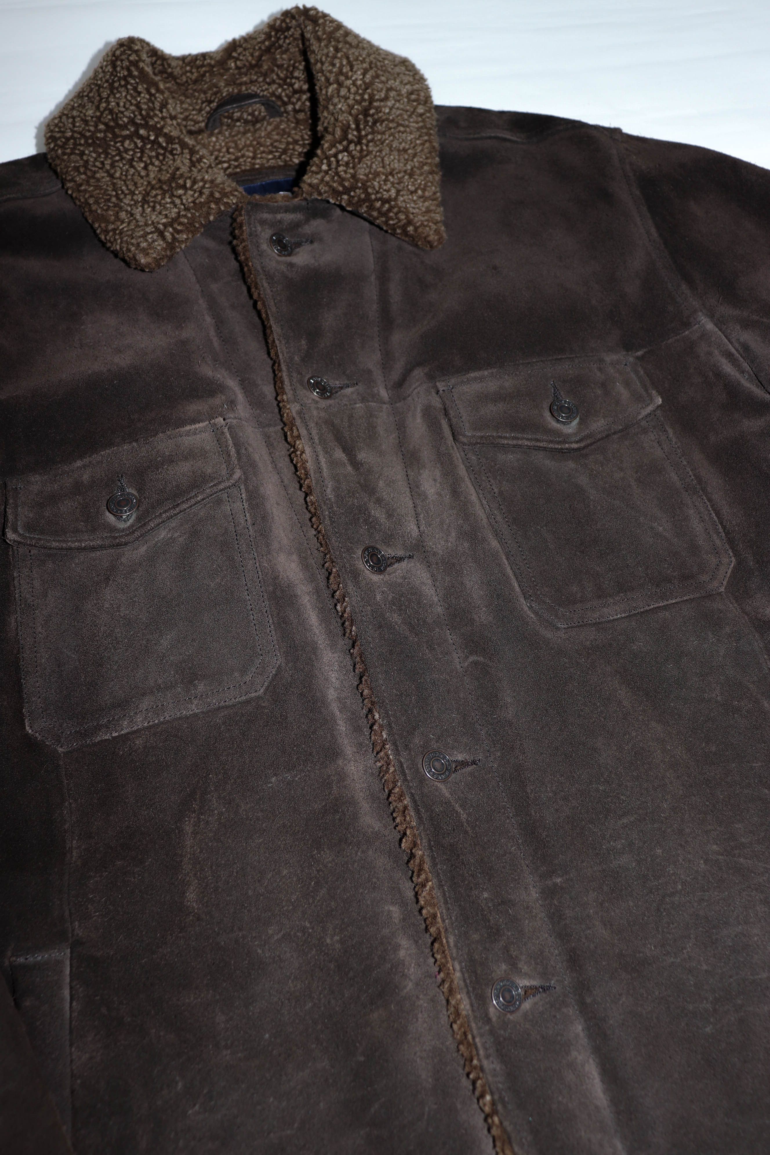 Gap GAP Vintage Dark Brown Calf Suede Leather Sherpa Jacket Coat Size US L / EU 52-54 / 3 - 7 Thumbnail