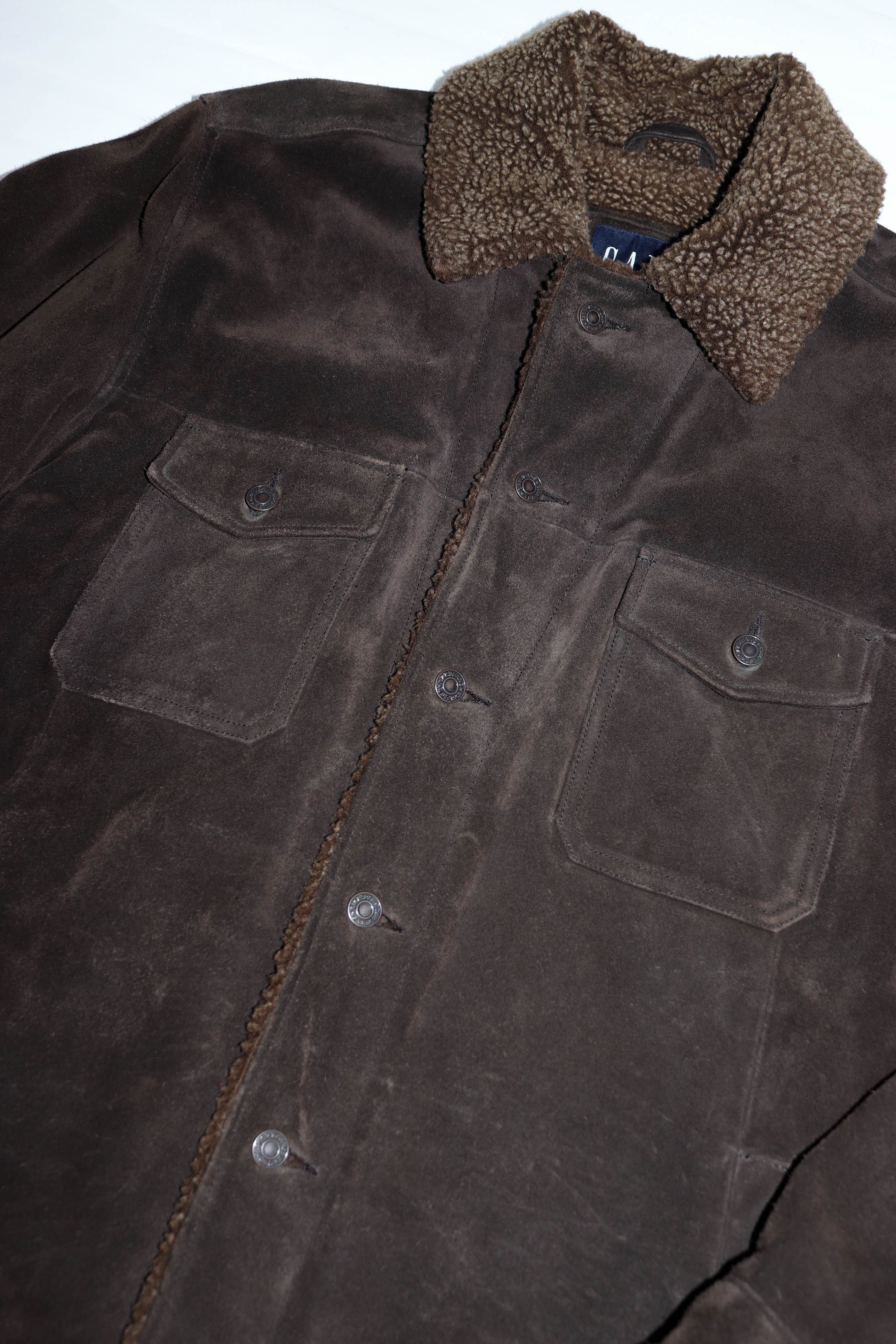 Gap GAP Vintage Dark Brown Calf Suede Leather Sherpa Jacket Coat Size US L / EU 52-54 / 3 - 8 Thumbnail