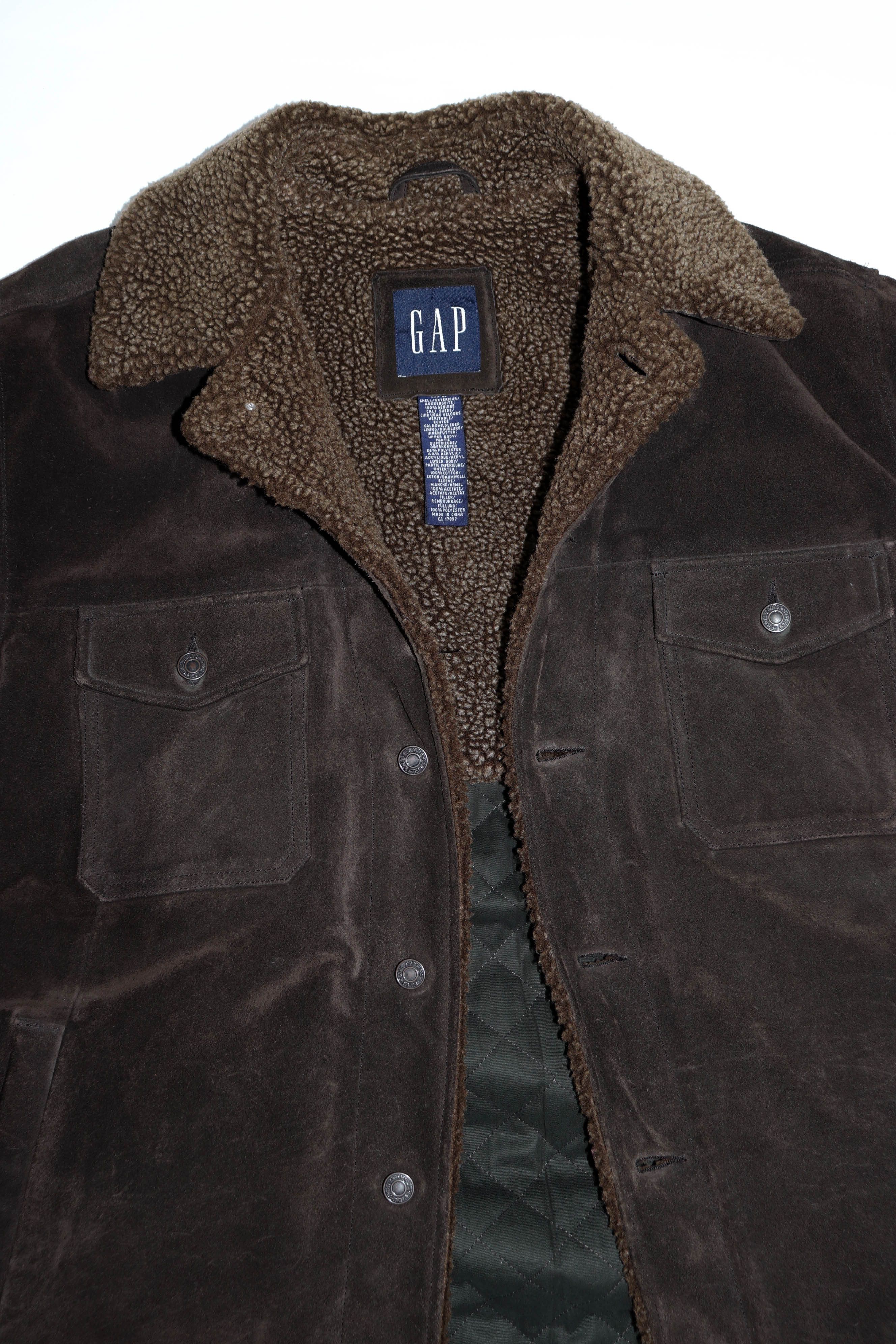 Gap GAP Vintage Dark Brown Calf Suede Leather Sherpa Jacket Coat Size US L / EU 52-54 / 3 - 4 Thumbnail