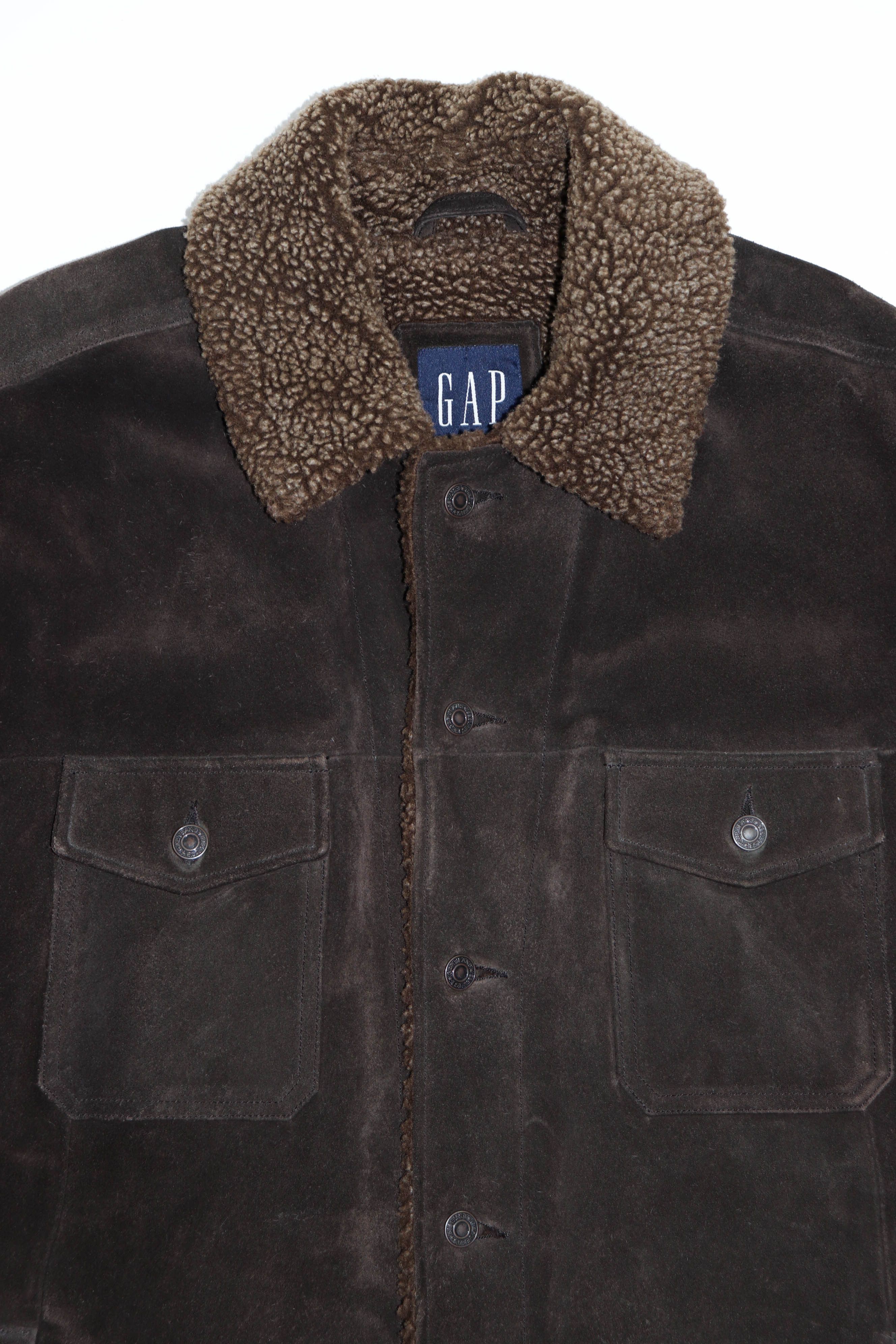 Gap GAP Vintage Dark Brown Calf Suede Leather Sherpa Jacket Coat Size US L / EU 52-54 / 3 - 3 Thumbnail