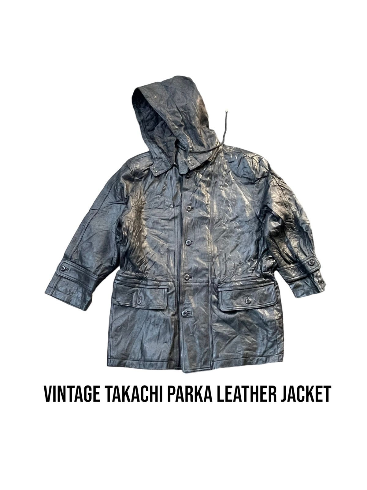 Japanese Brand × Vintage Vintage Takachi Parka Leather Jacket Size US L / EU 52-54 / 3 - 1 Thumbnail